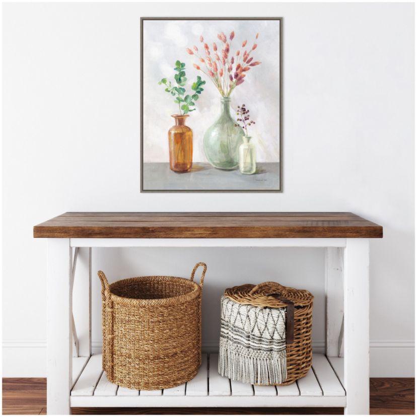 Natural Riches II Clear Vase Framed Canvas Wall Art Print