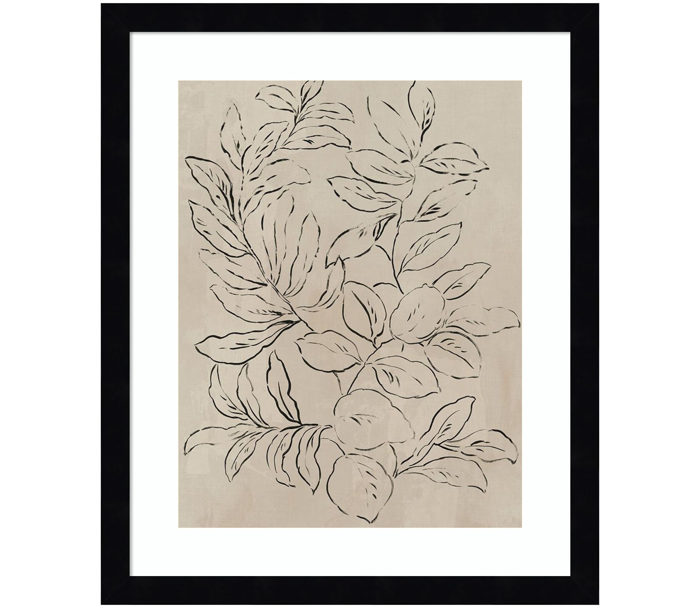 Outlined Leaves I Framed Wall Art Print