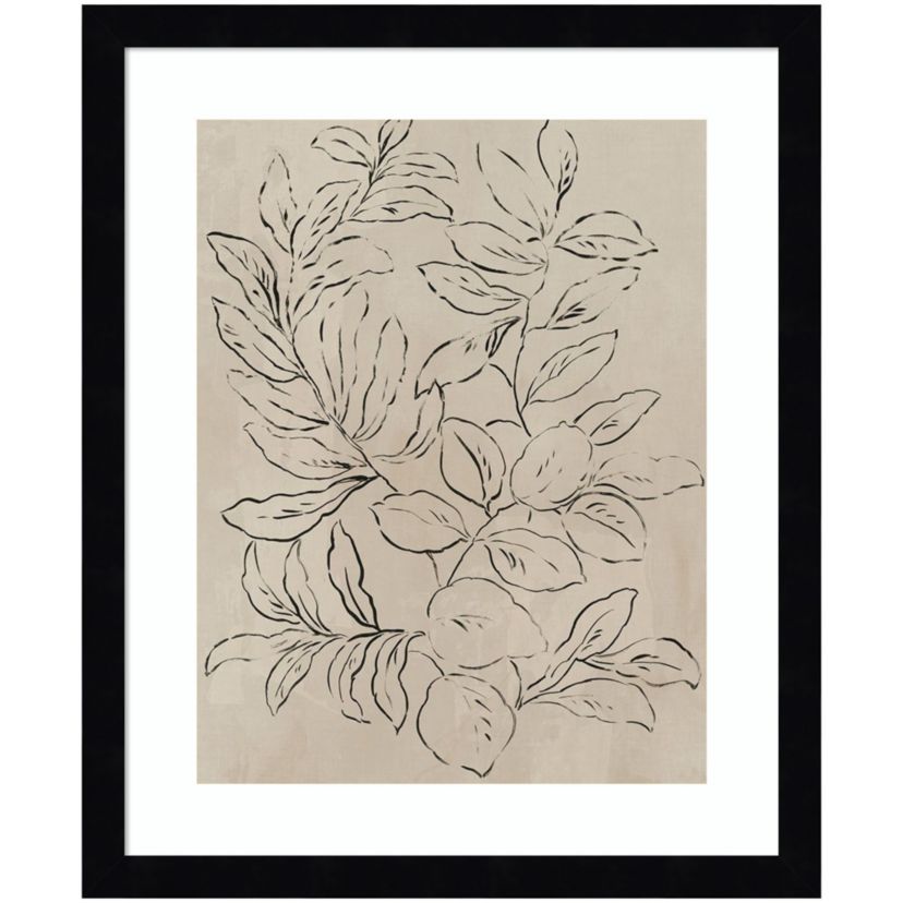 Outlined Leaves I Framed Wall Art Print
