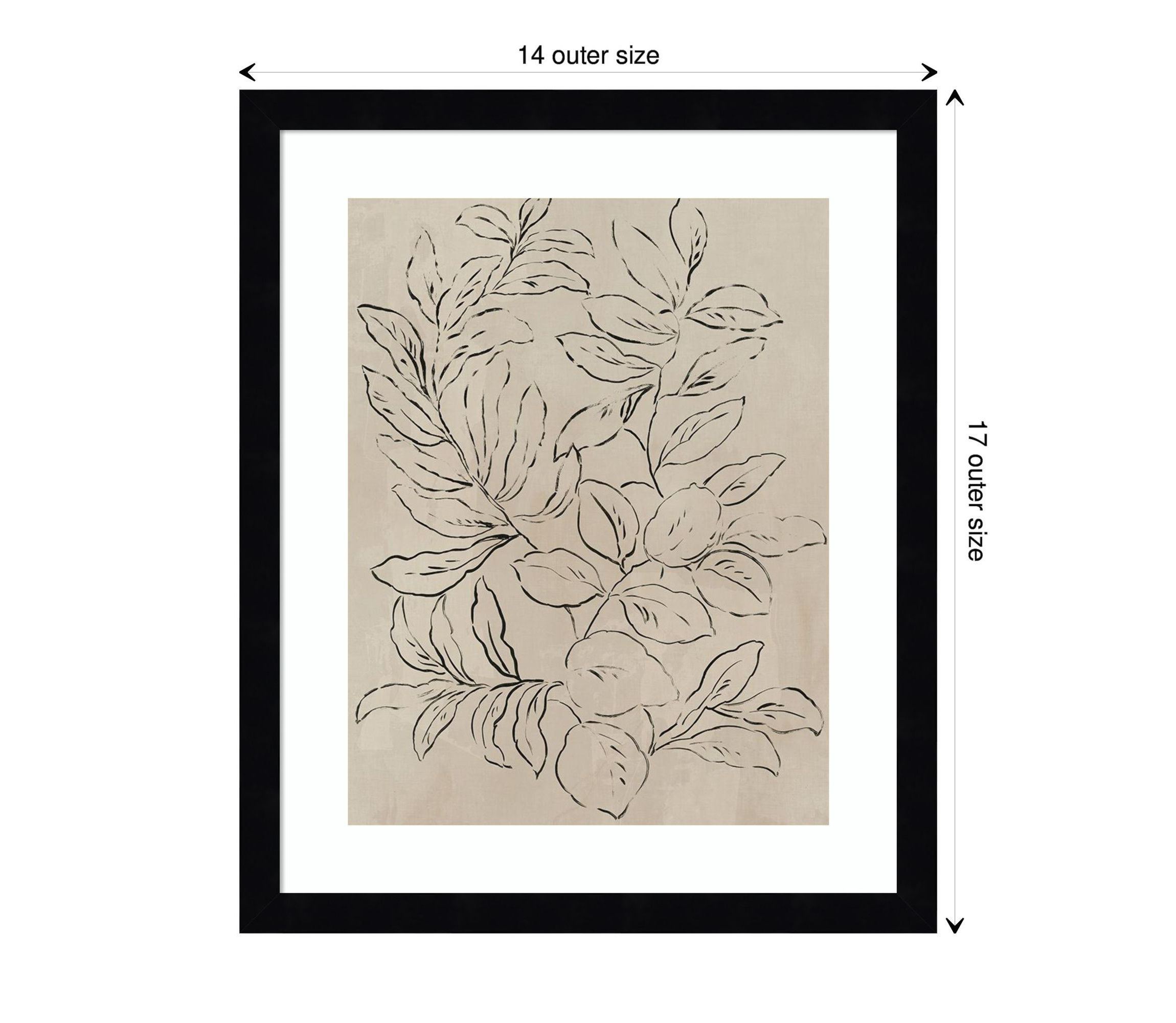 Outlined Leaves I Framed Wall Art Print