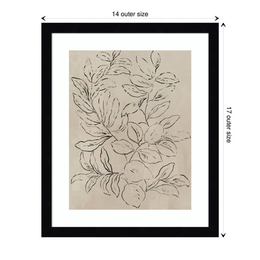 Outlined Leaves I Framed Wall Art Print