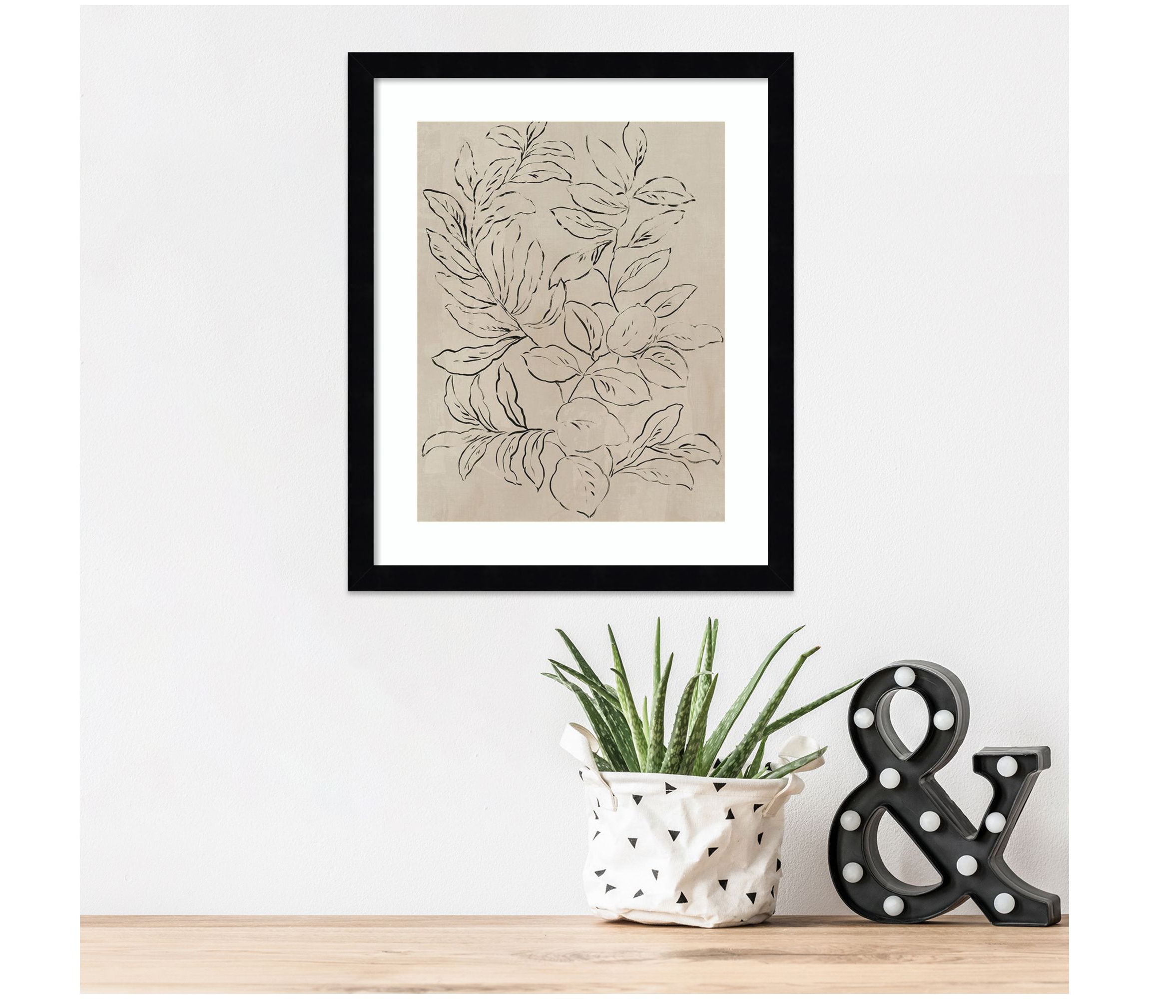 Outlined Leaves I Framed Wall Art Print