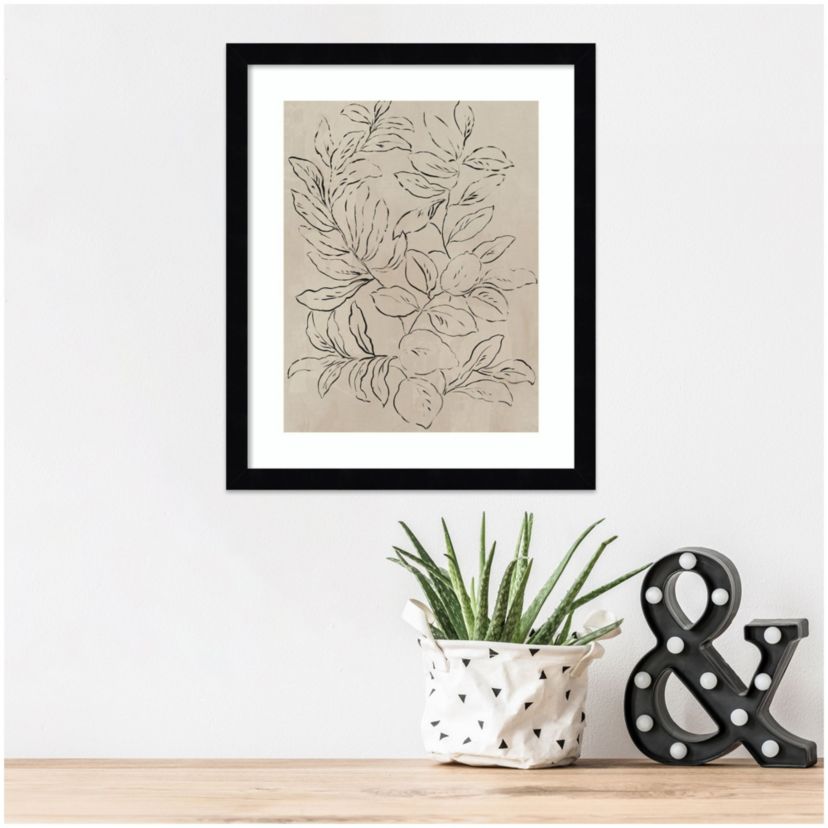 Outlined Leaves I Framed Wall Art Print