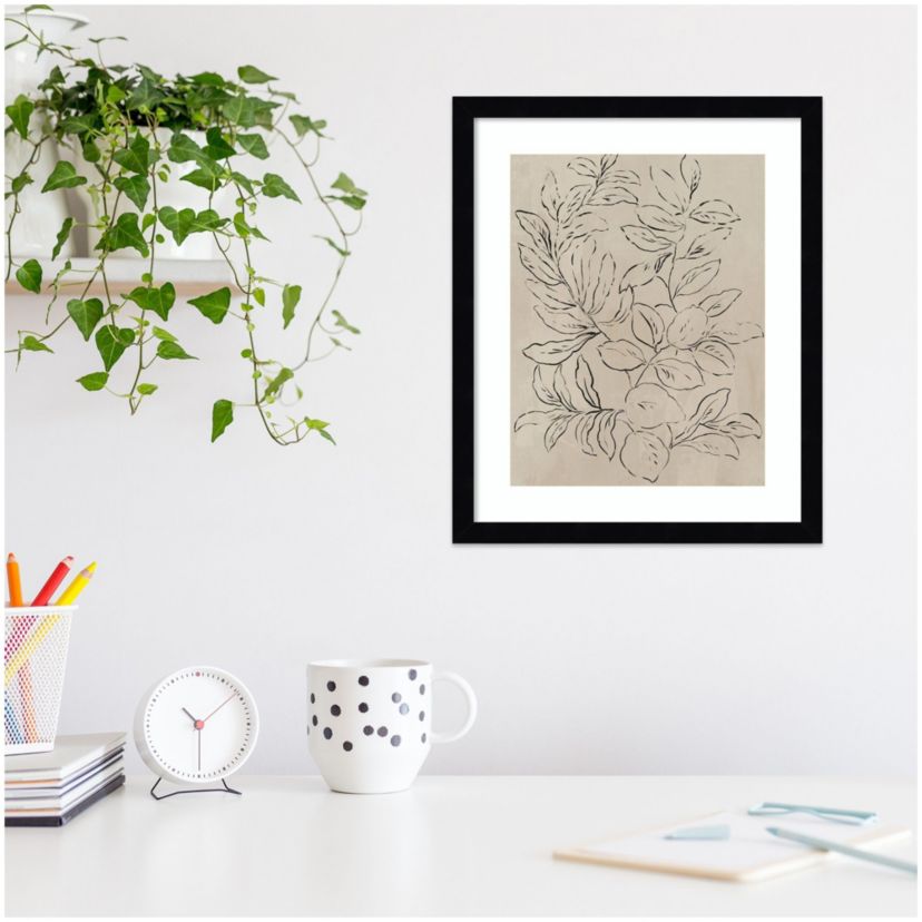 Outlined Leaves I Framed Wall Art Print