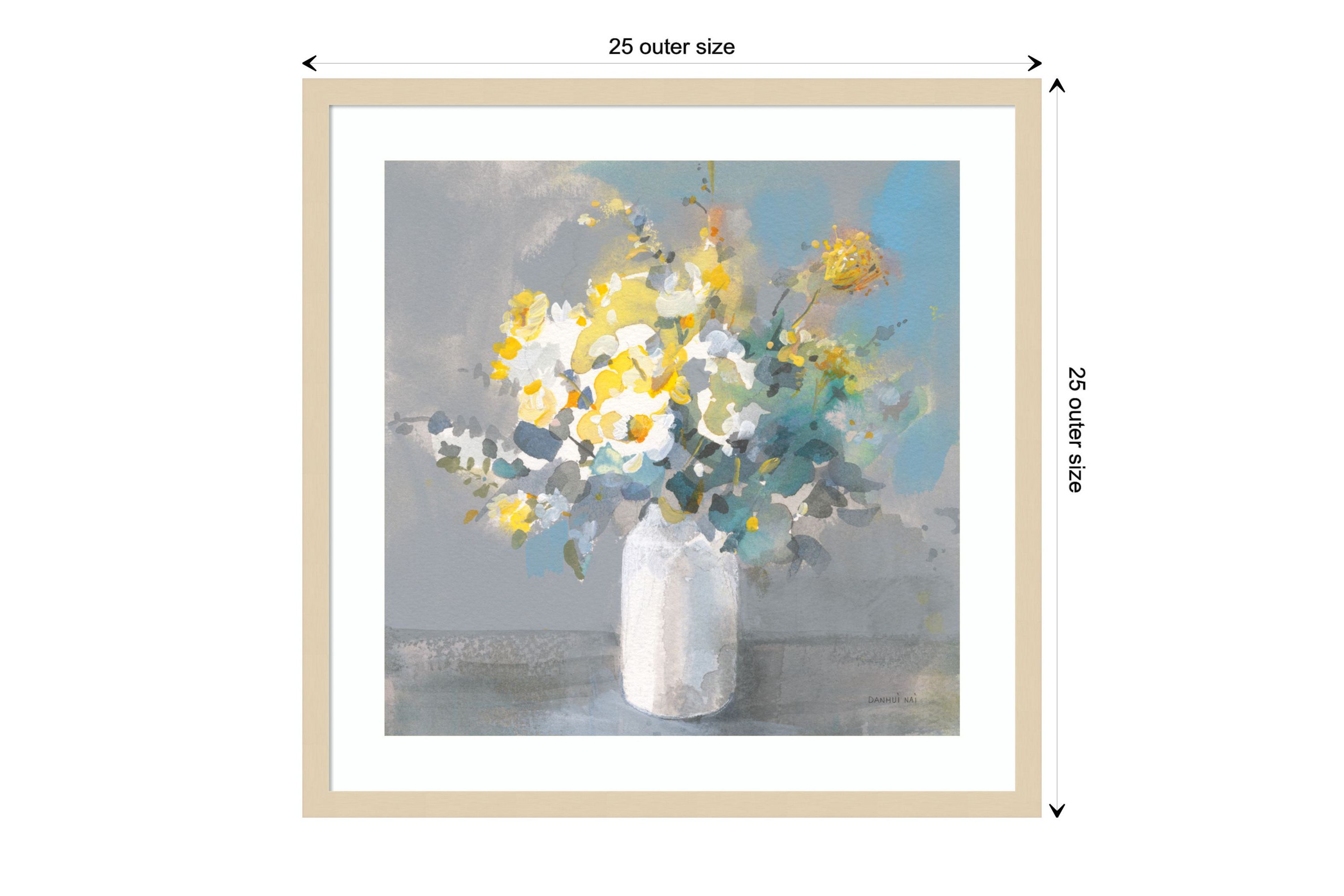 Touch of Spring I White Vase by Danhui Nai Wood Framed Wall Art Print