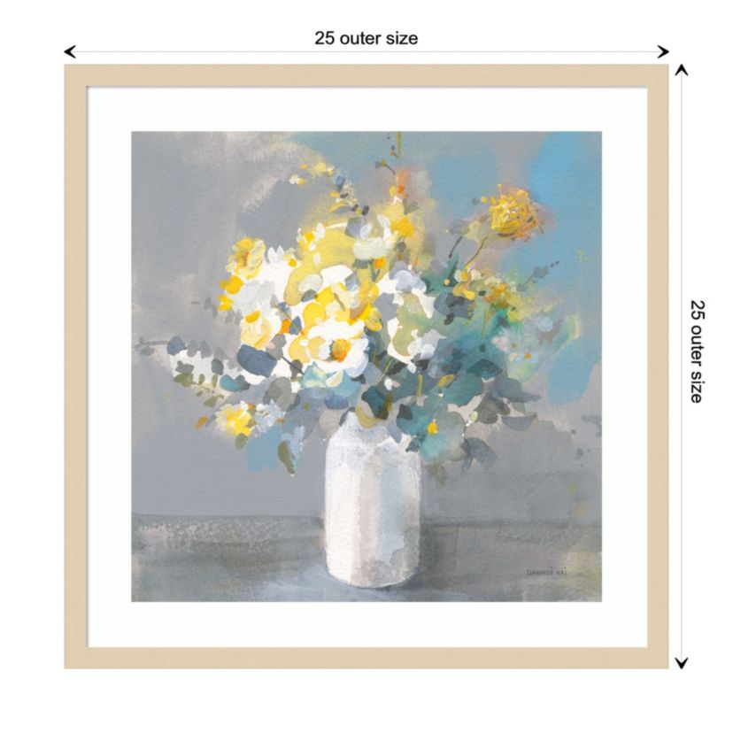 Touch of Spring I White Vase by Danhui Nai Wood Framed Wall Art Print