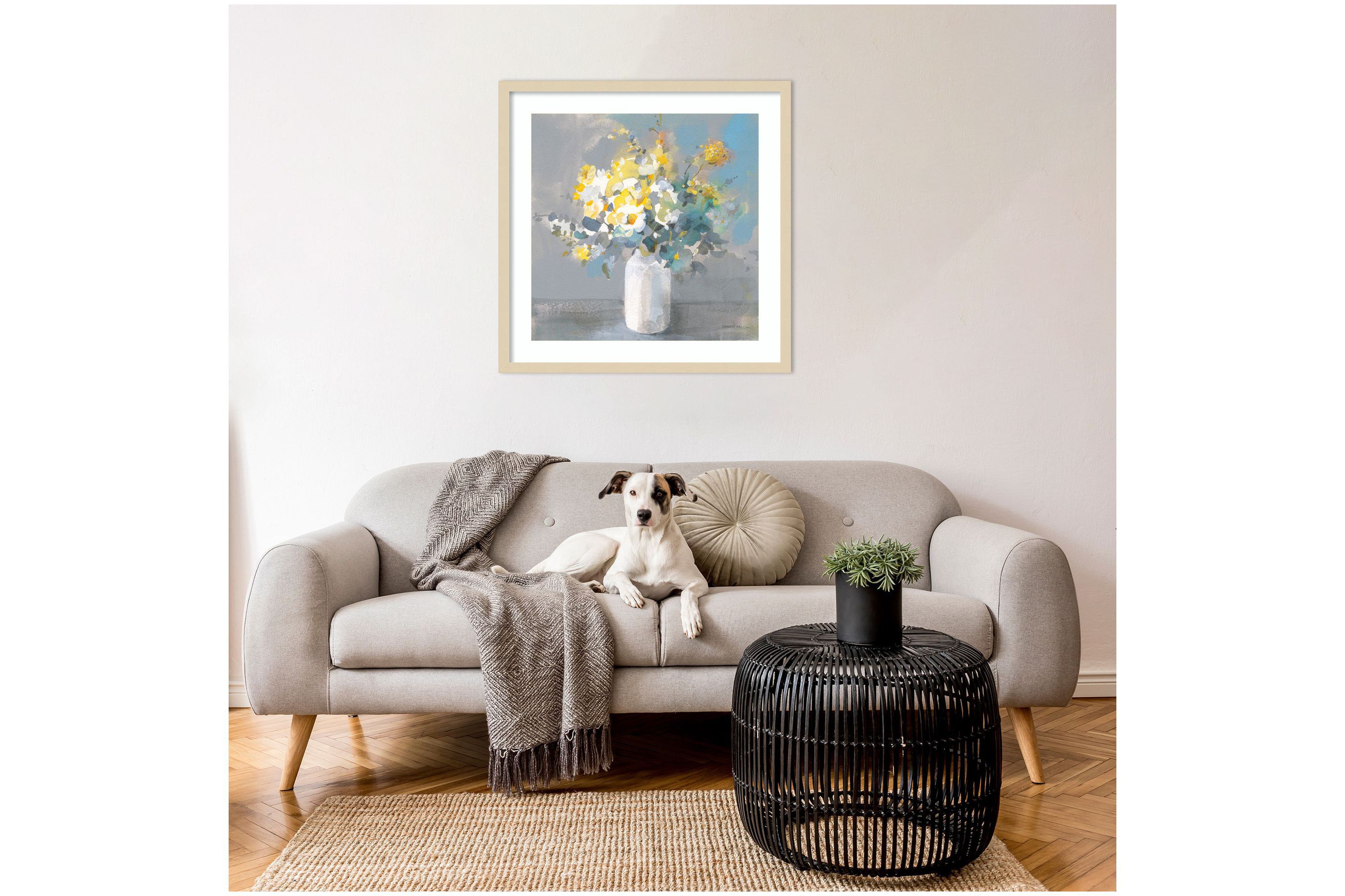 Touch of Spring I White Vase by Danhui Nai Wood Framed Wall Art Print