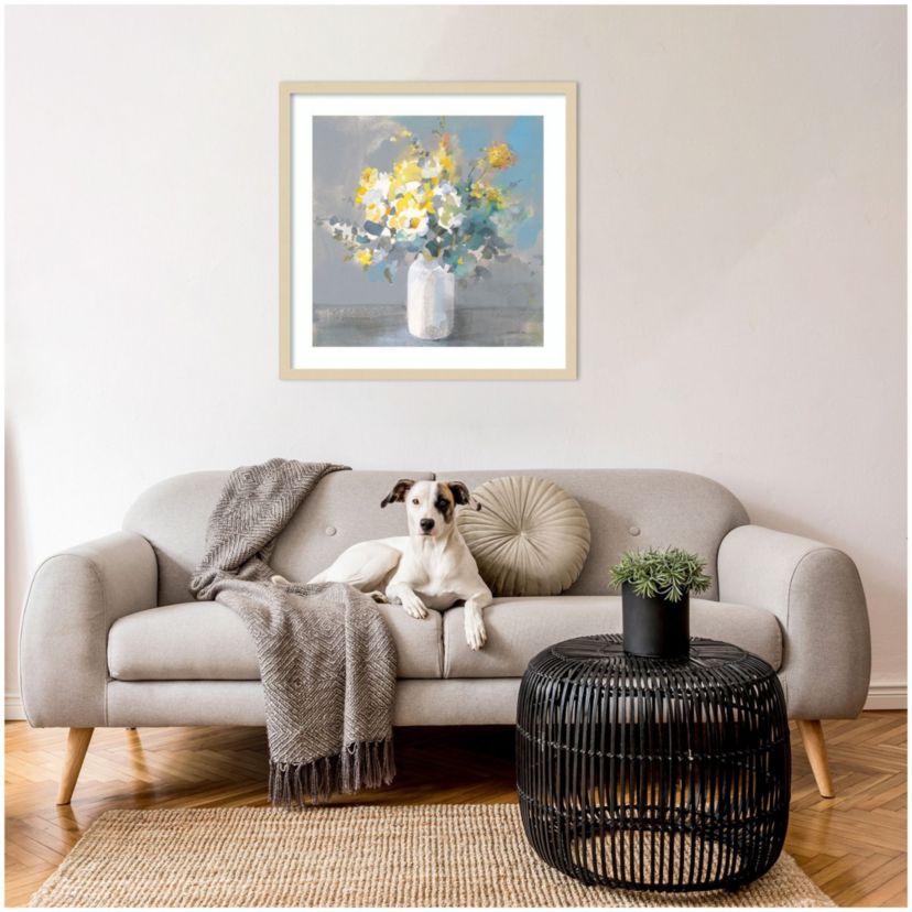 Touch of Spring I White Vase by Danhui Nai Wood Framed Wall Art Print