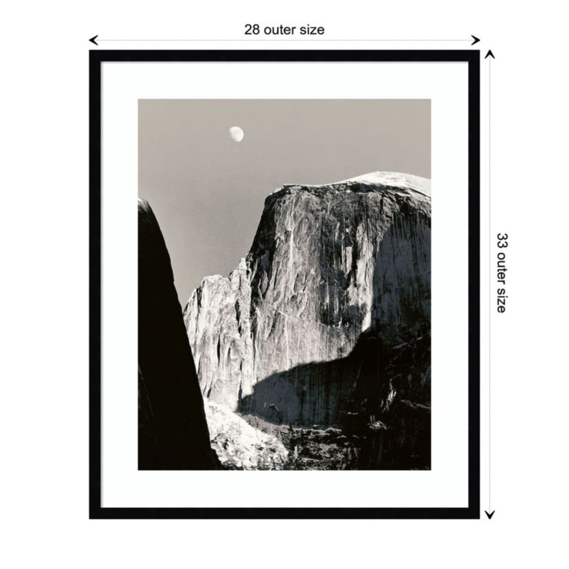 Moon Over Half Dome by Ansel Adams Wood Framed Wall Art Print