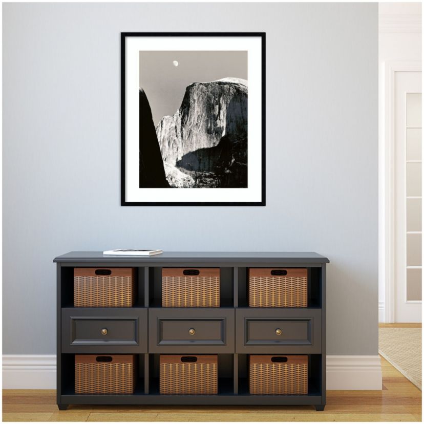 Moon Over Half Dome by Ansel Adams Wood Framed Wall Art Print