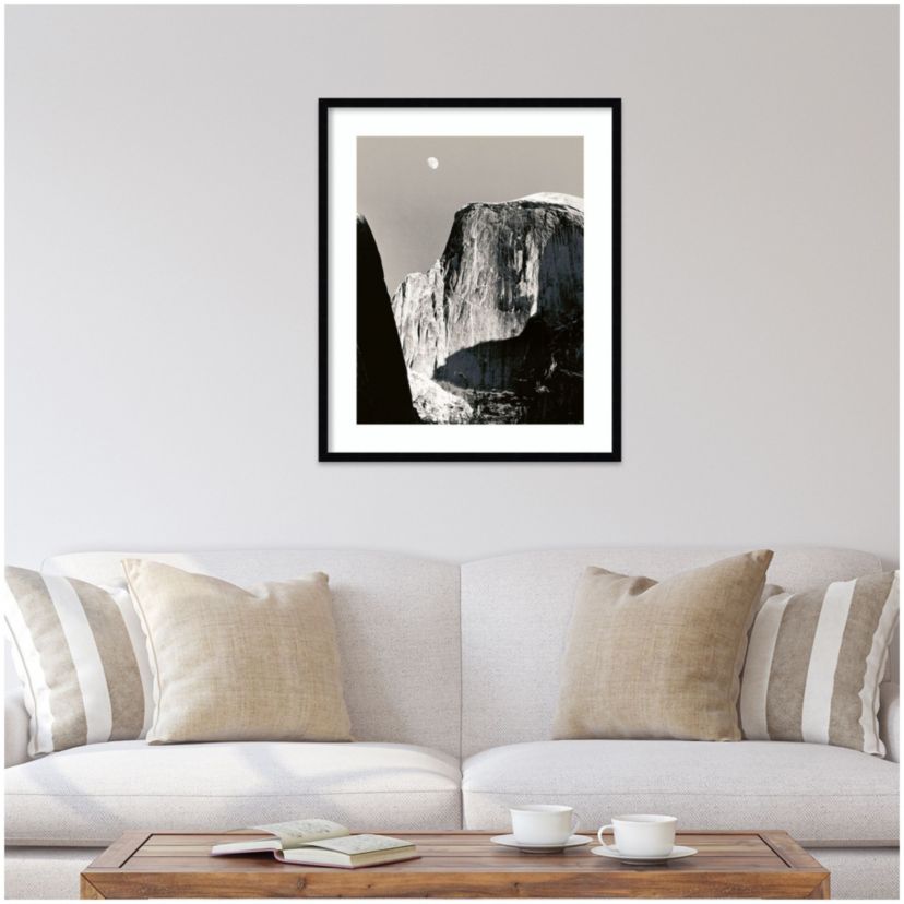 Moon Over Half Dome by Ansel Adams Wood Framed Wall Art Print