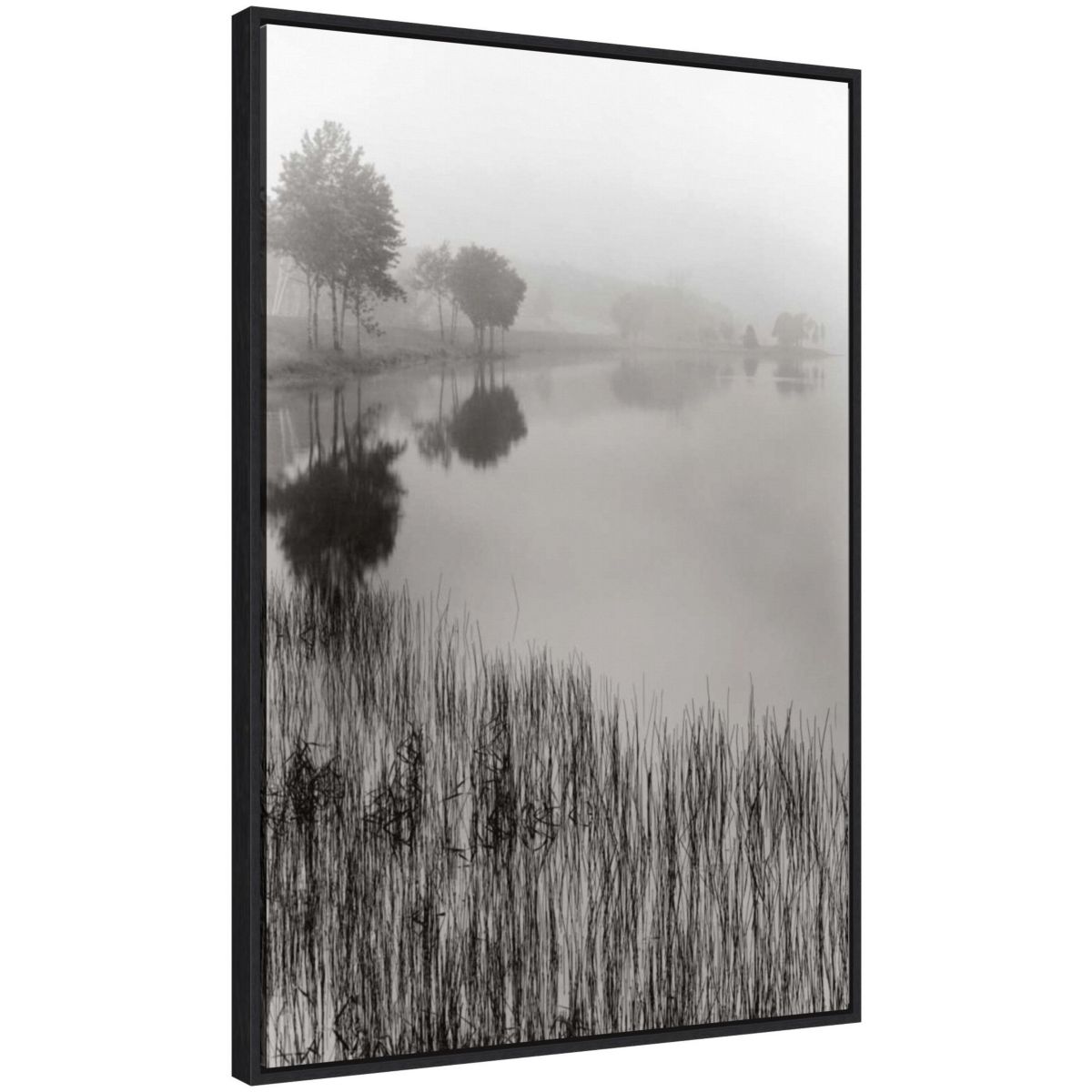 Lakeside Mist Framed Canvas Wall Art Print