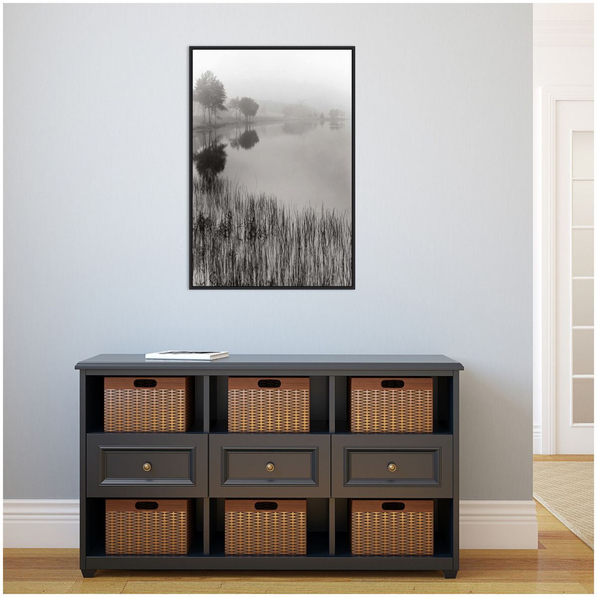 Lakeside Mist Framed Canvas Wall Art Print