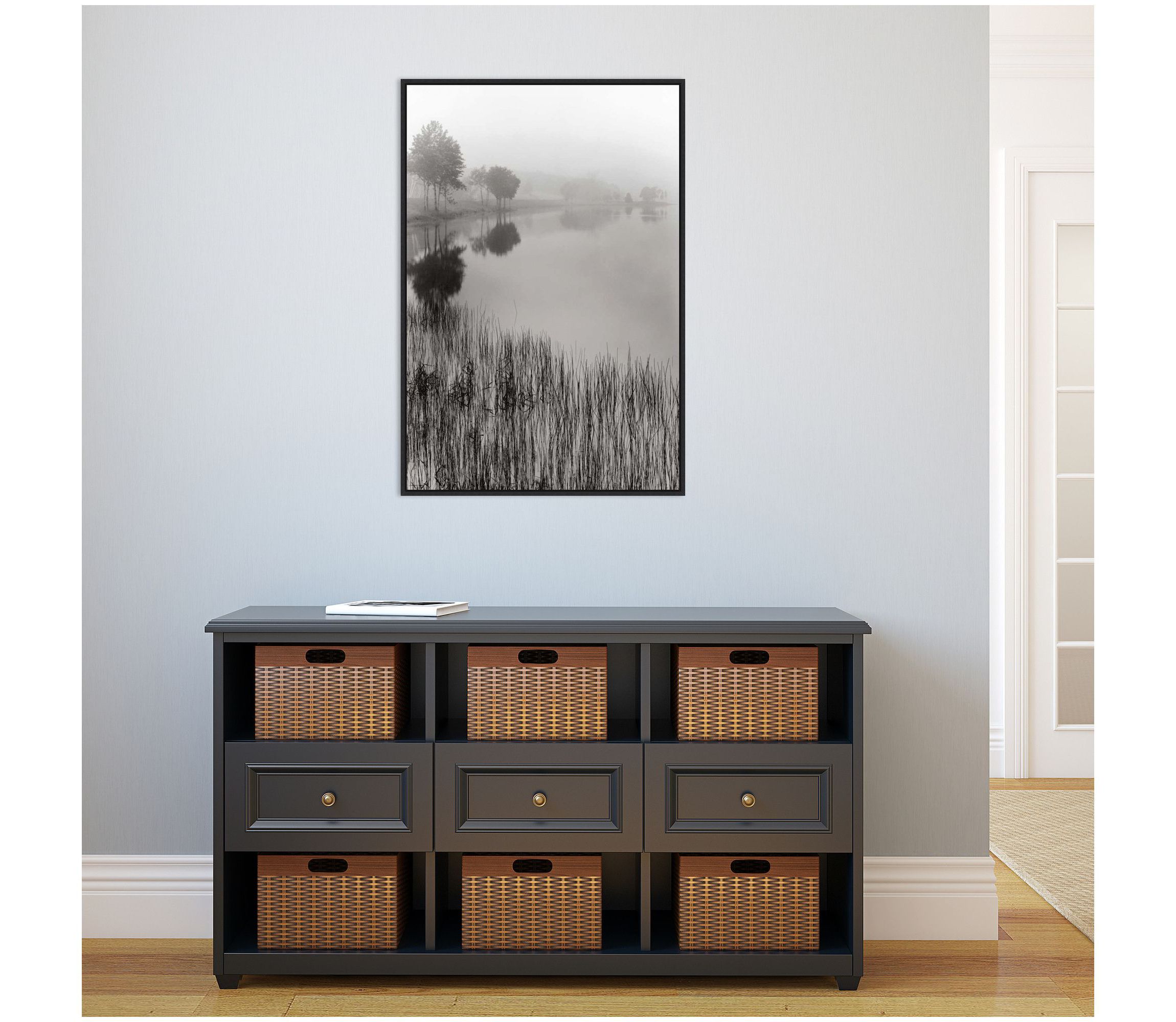 Lakeside Mist Framed Canvas Wall Art Print