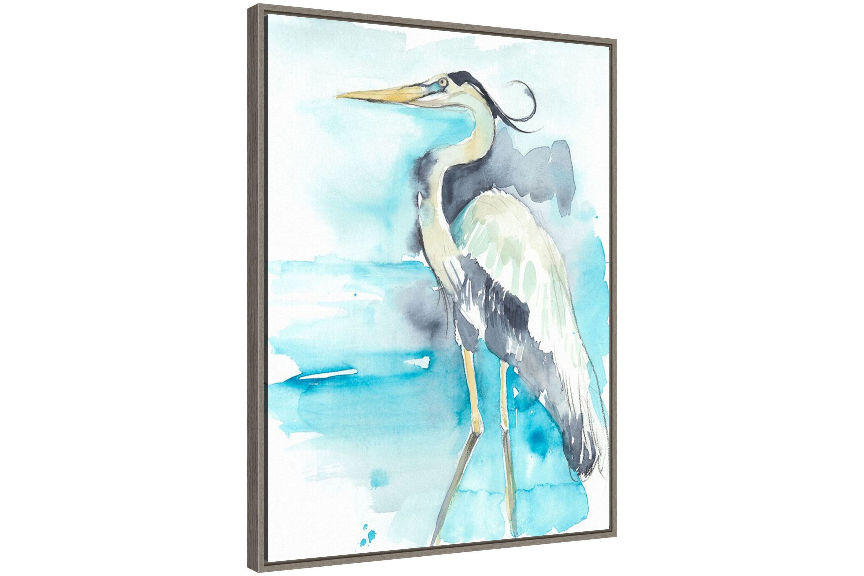 Heron Splash II Framed Canvas Wall Art Print