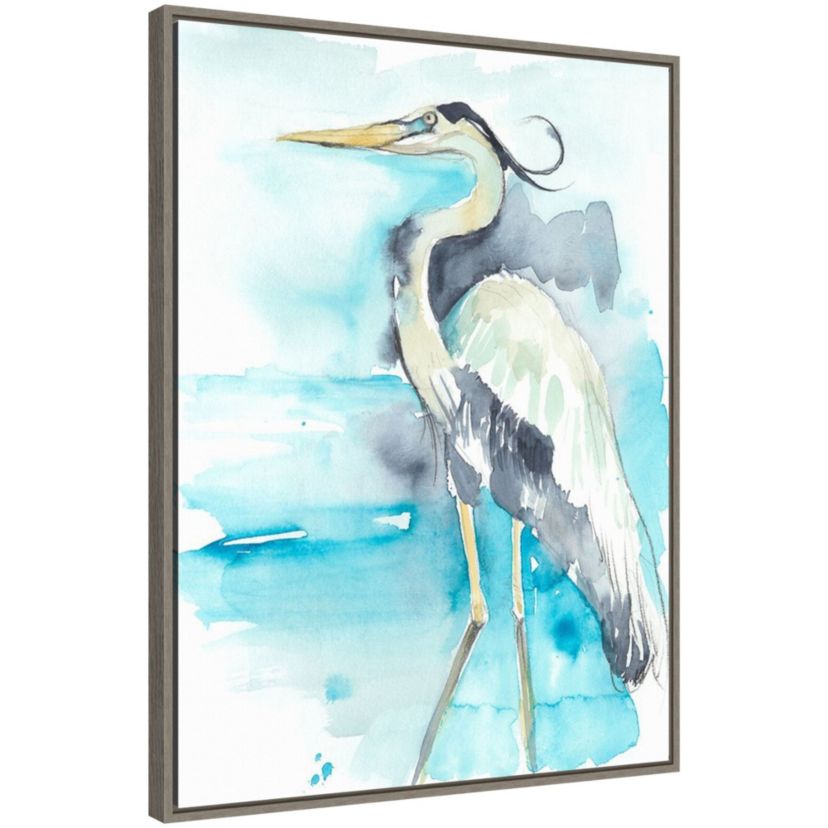 Heron Splash II Framed Canvas Wall Art Print