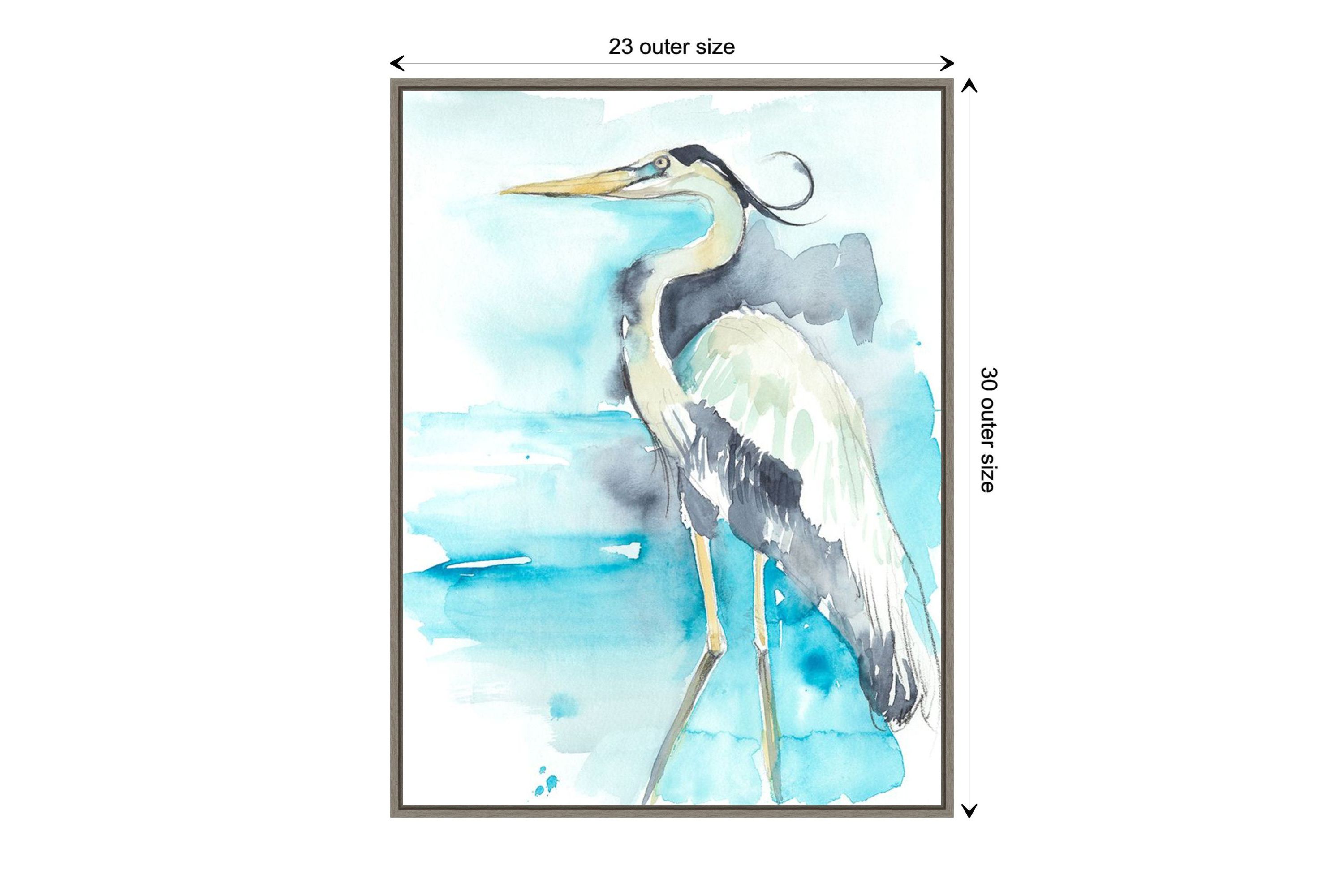 Heron Splash II Framed Canvas Wall Art Print