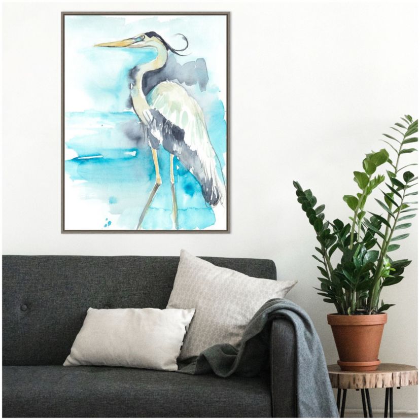 Heron Splash II Framed Canvas Wall Art Print