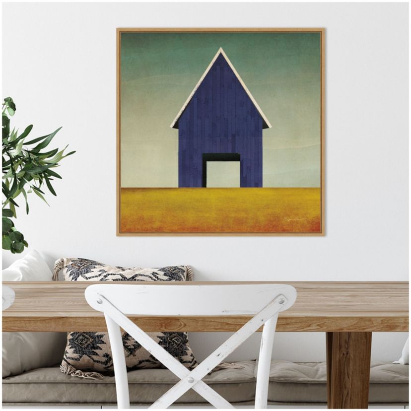 Navy Barn Summer Framed Canvas Wall Art Print