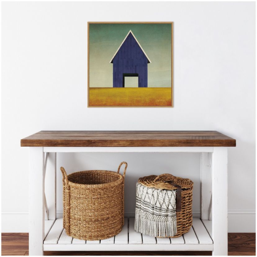 Navy Barn Summer Framed Canvas Wall Art Print