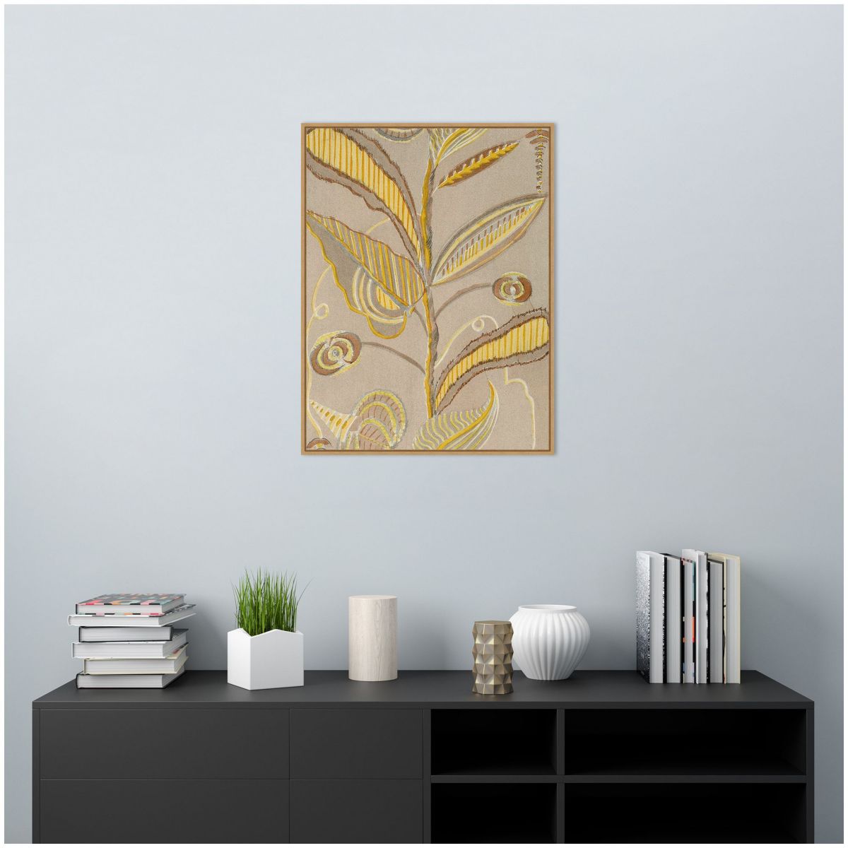 Delicate Deco Plant Pattern IV Framed Canvas Wall Art Print