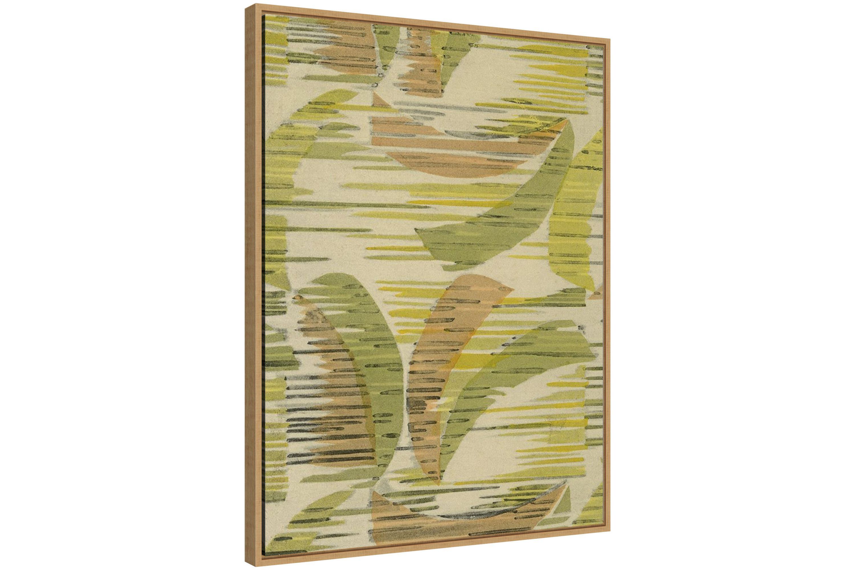 Delicate Deco Plant Pattern VII Framed Canvas Wall Art Print