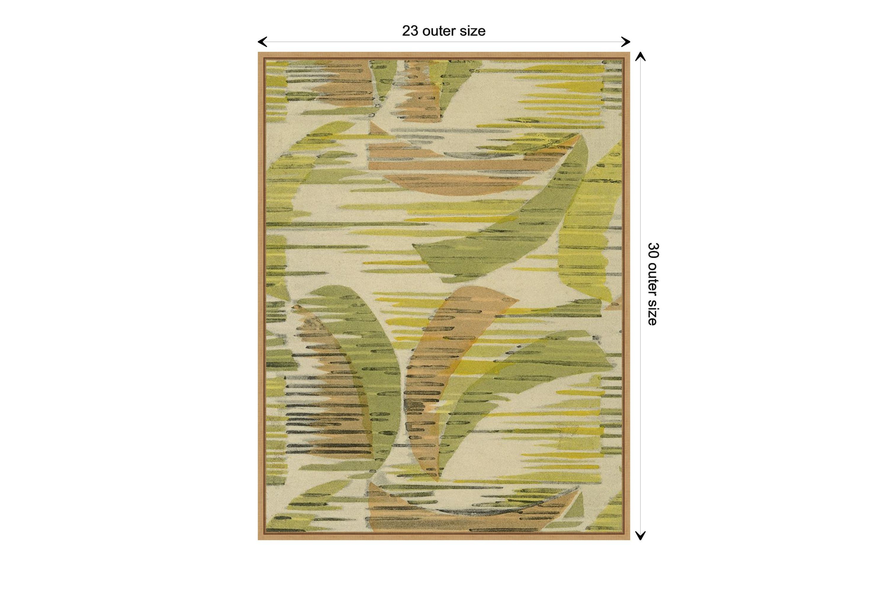 Delicate Deco Plant Pattern VII Framed Canvas Wall Art Print