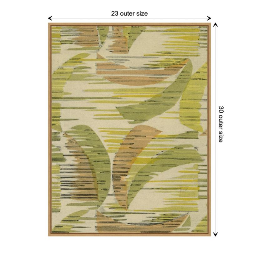 Delicate Deco Plant Pattern VII Framed Canvas Wall Art Print