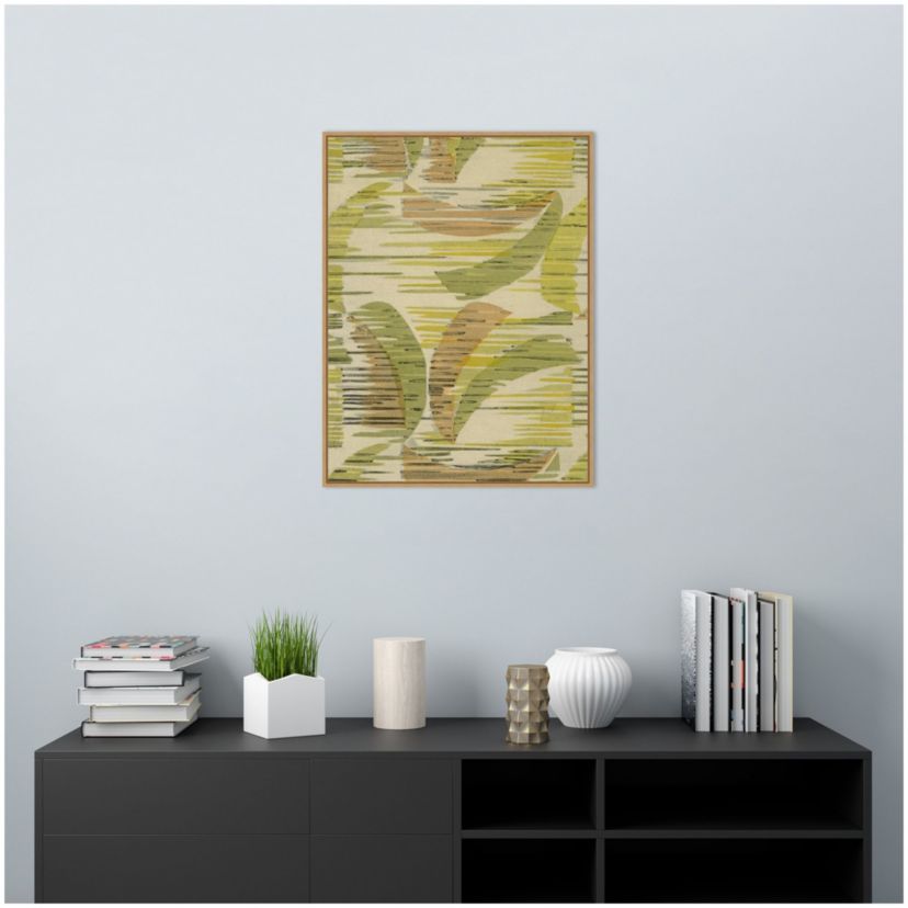 Delicate Deco Plant Pattern VII Framed Canvas Wall Art Print