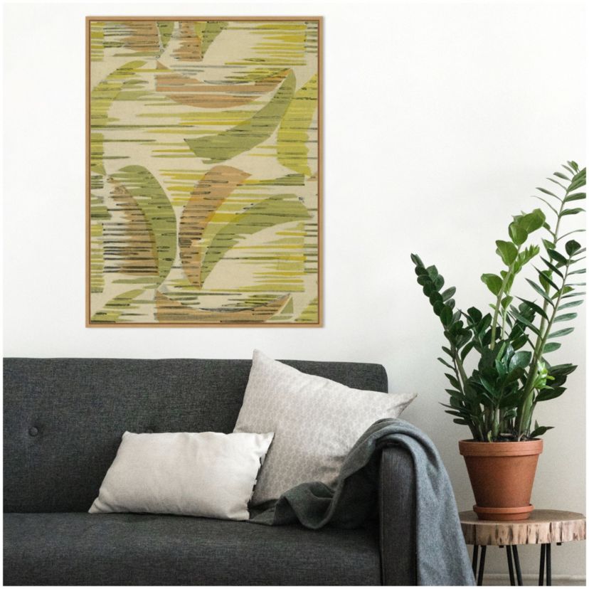 Delicate Deco Plant Pattern VII Framed Canvas Wall Art Print