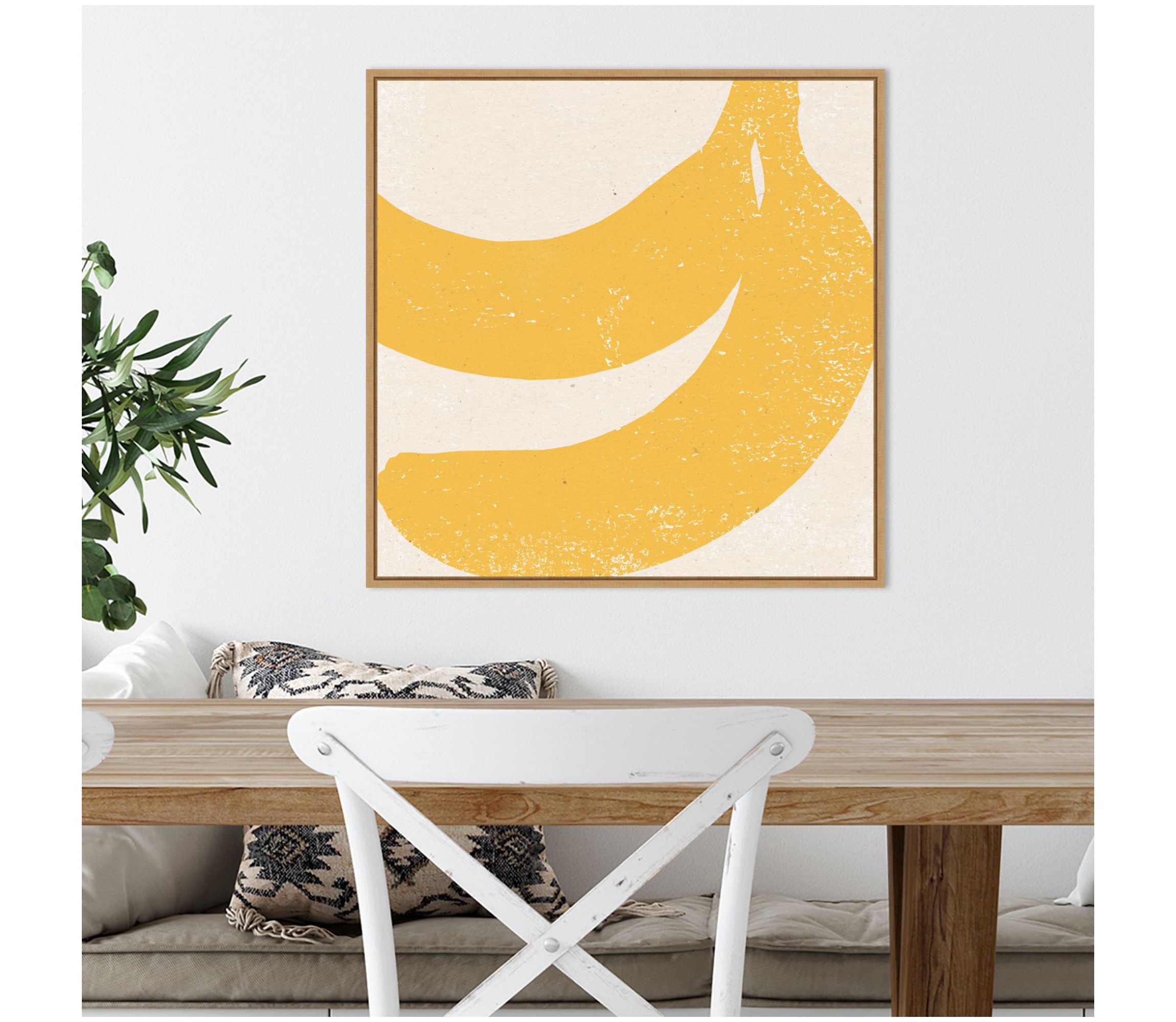 Graphic Fruit II (Banana) Framed Canvas Wall Art Print