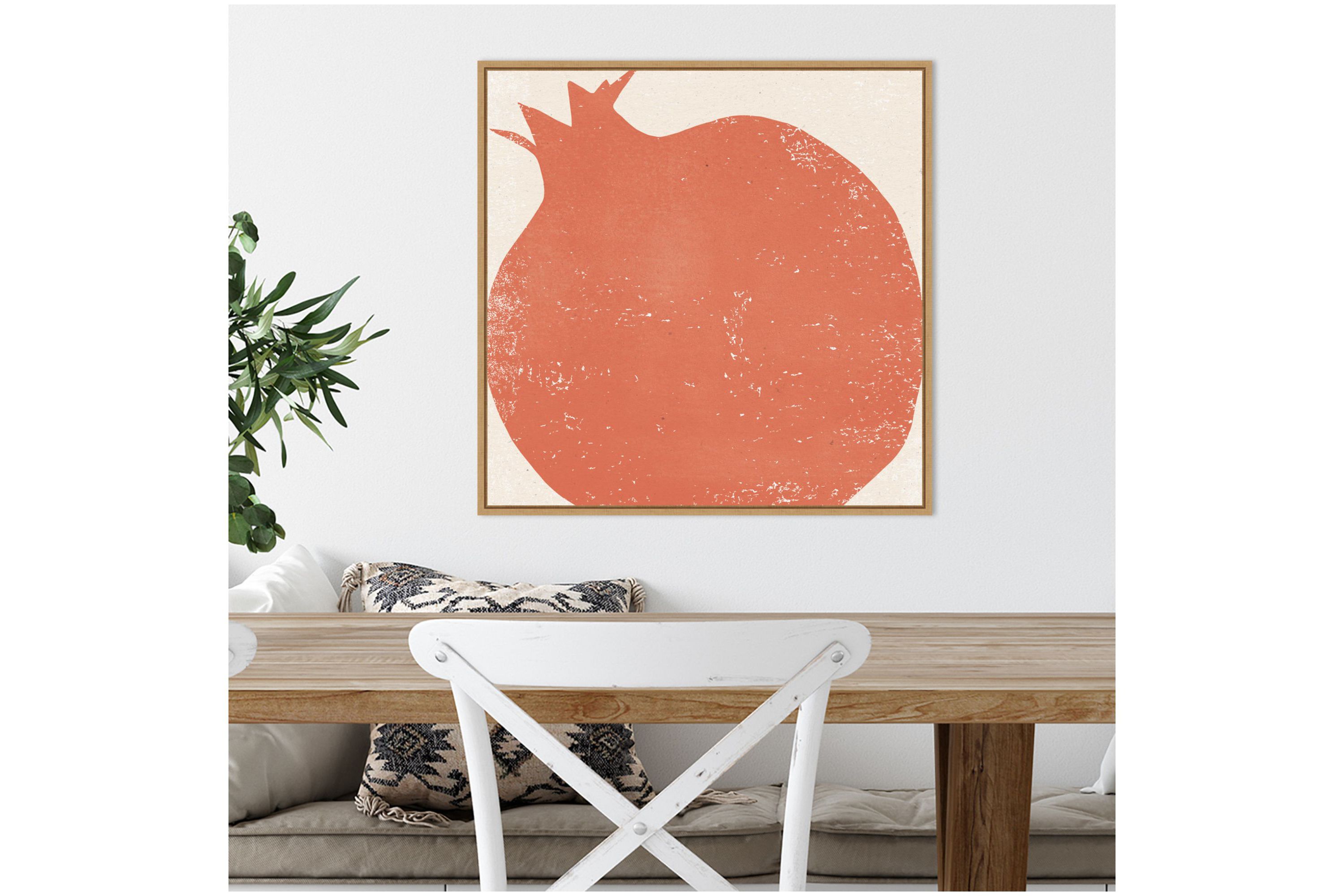 Graphic Fruit I (Pomegranate) Framed Canvas Wall Art Print