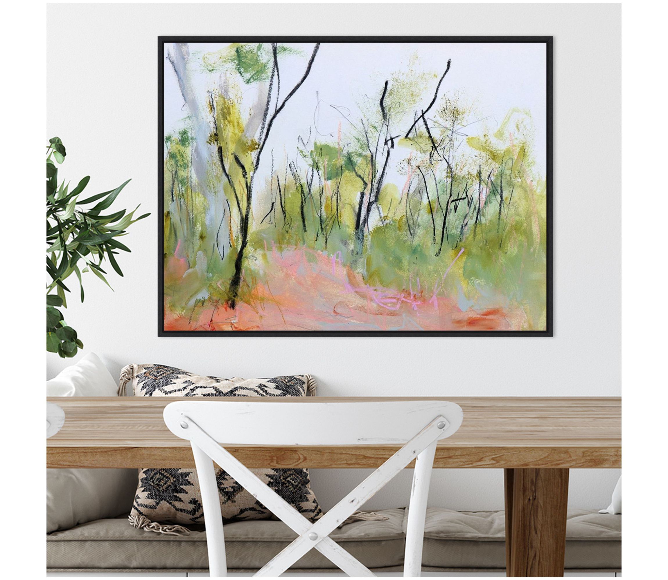 Loop Trail Through Swamp Oak Woodland Framed Canvas Wall Art Print
