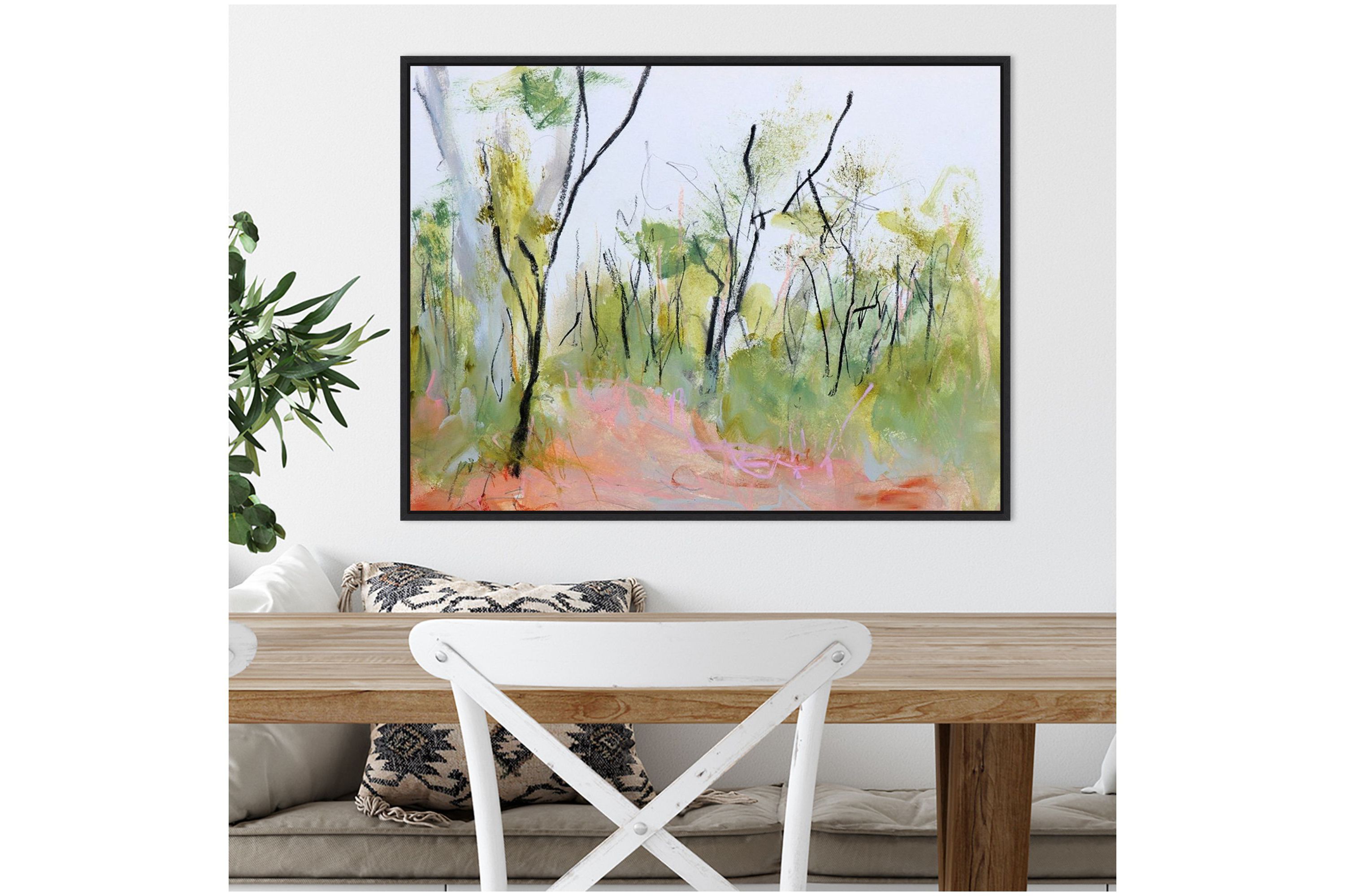 Loop Trail Through Swamp Oak Woodland Framed Canvas Wall Art Print