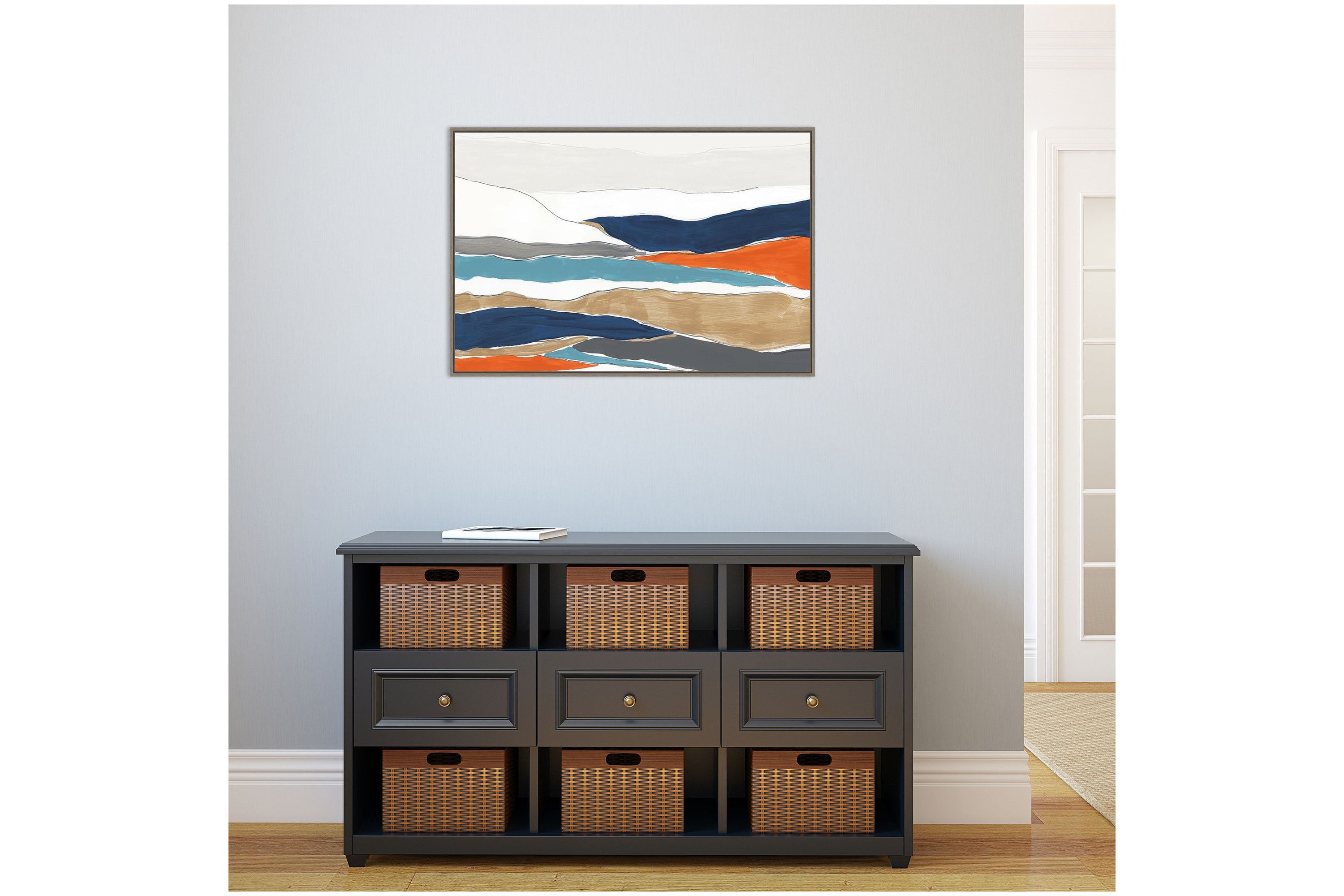 Orange Rolling Hills II Framed Canvas Wall Art Print