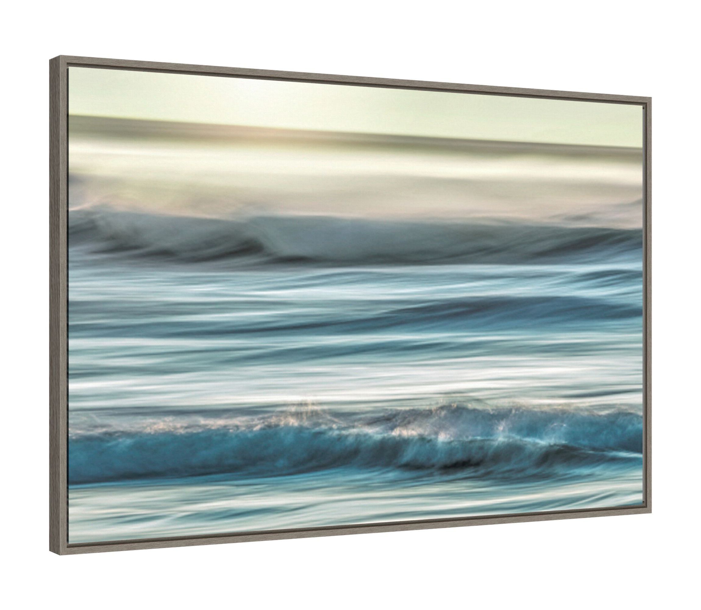 Motion blur of sunset on coast Framed Canvas Wall Art Print