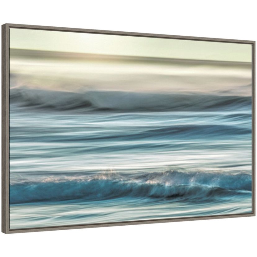 Motion blur of sunset on coast Framed Canvas Wall Art Print