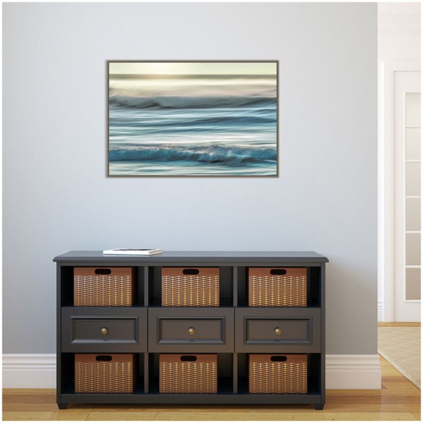 Motion blur of sunset on coast Framed Canvas Wall Art Print