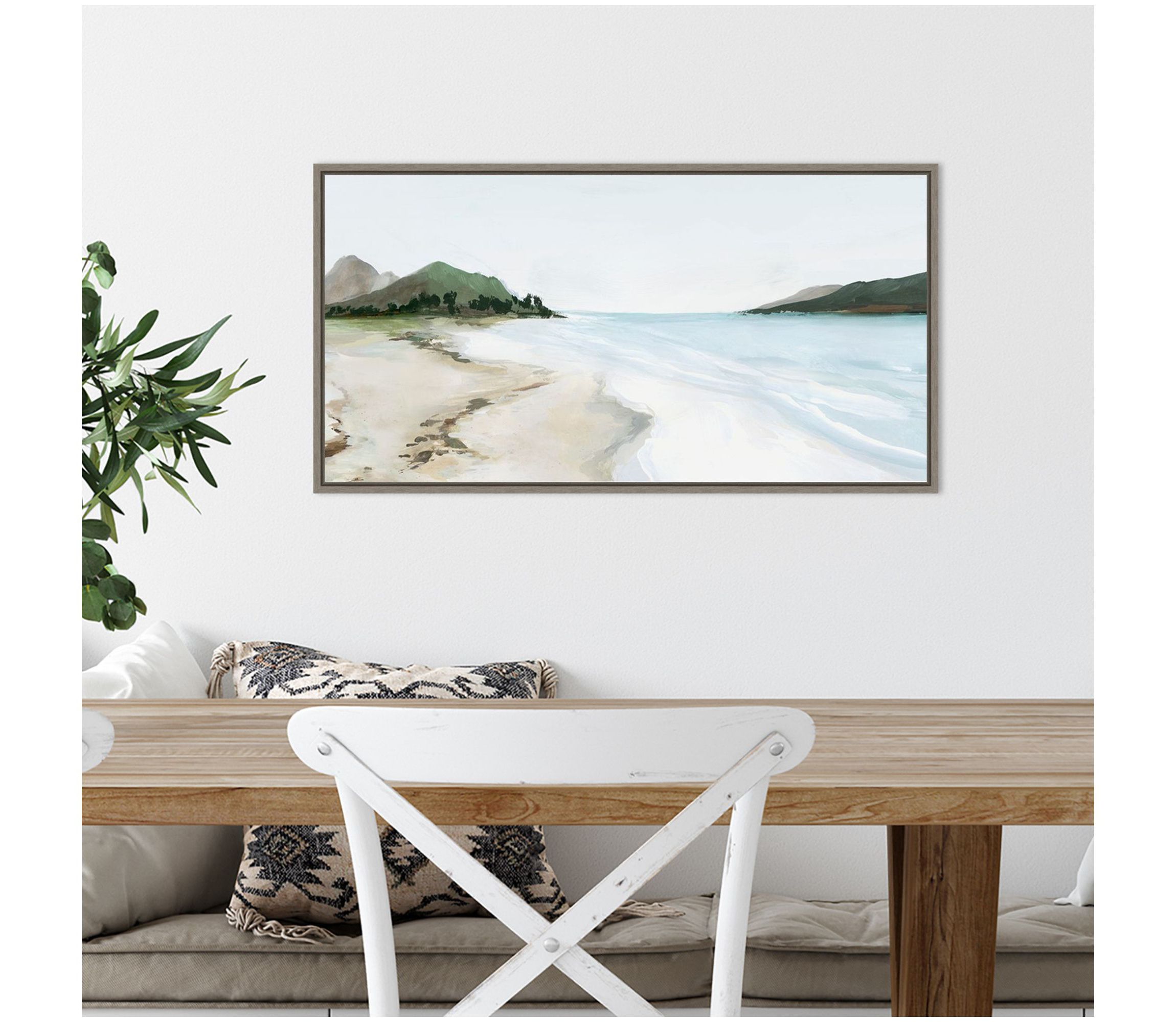 Kiss from a Wave (Beach) Framed Canvas Wall Art Print