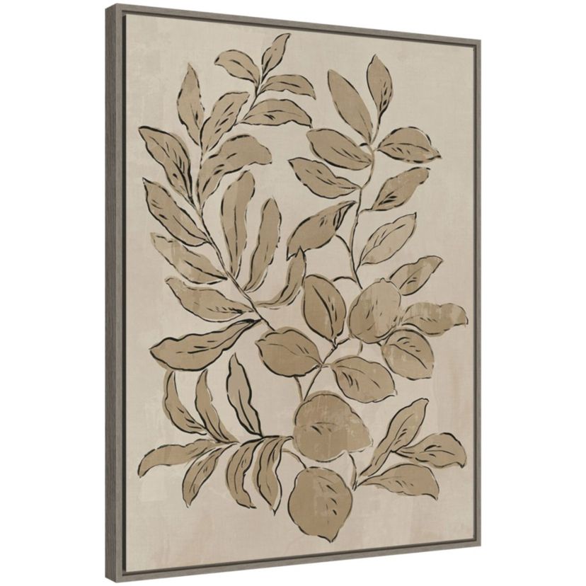 Leaves Sketches I Framed Canvas Wall Art Print