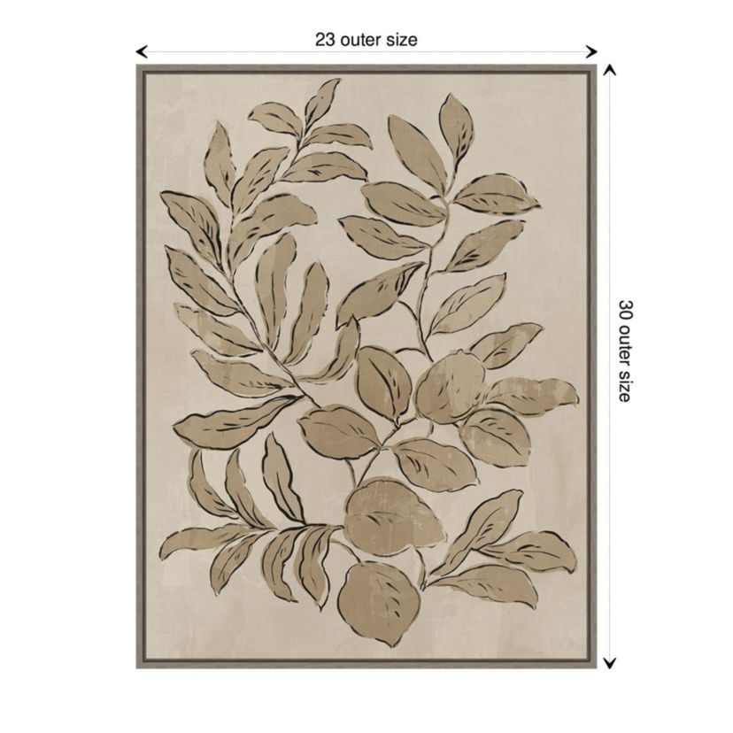Leaves Sketches I Framed Canvas Wall Art Print