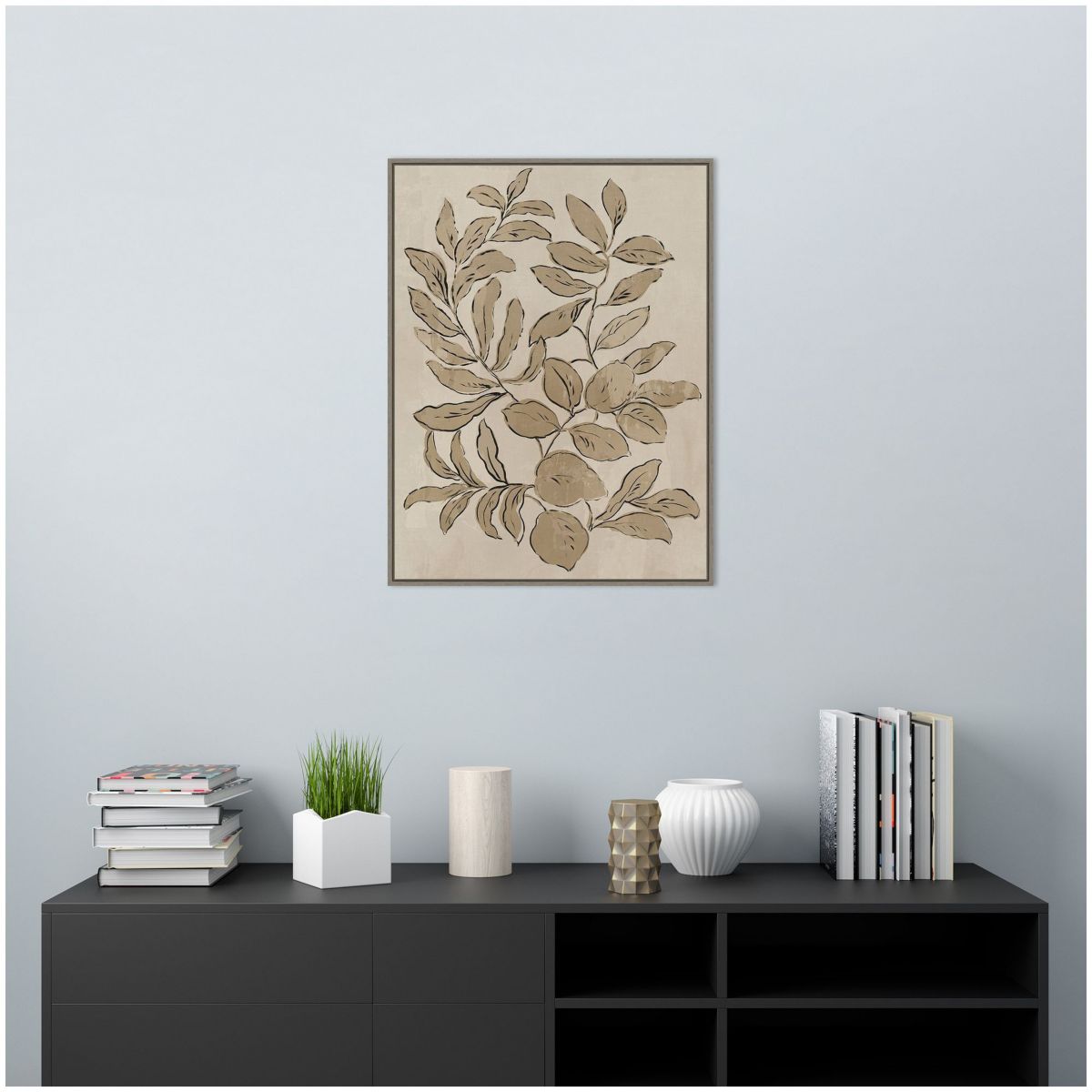 Leaves Sketches I Framed Canvas Wall Art Print