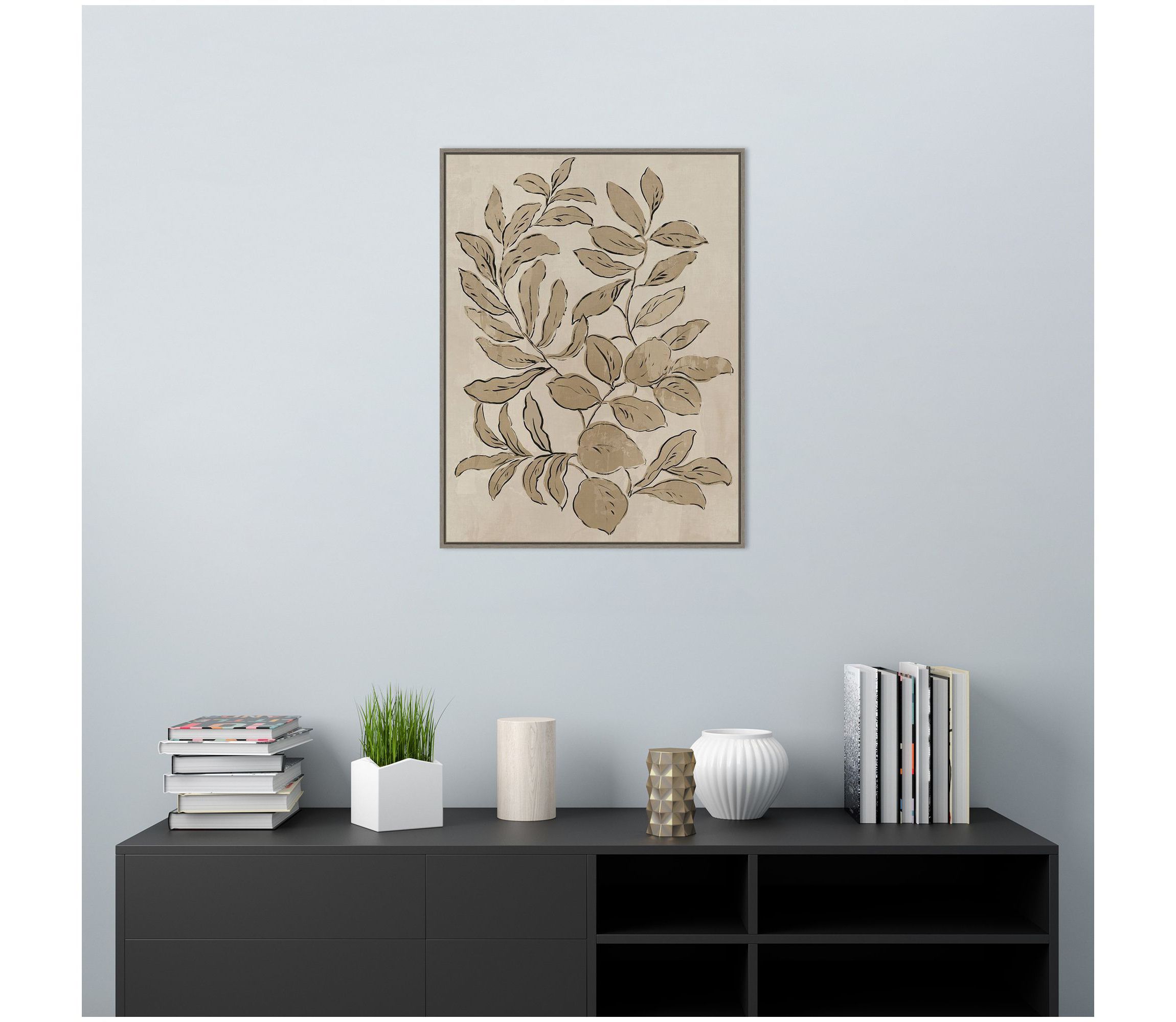 Leaves Sketches I Framed Canvas Wall Art Print