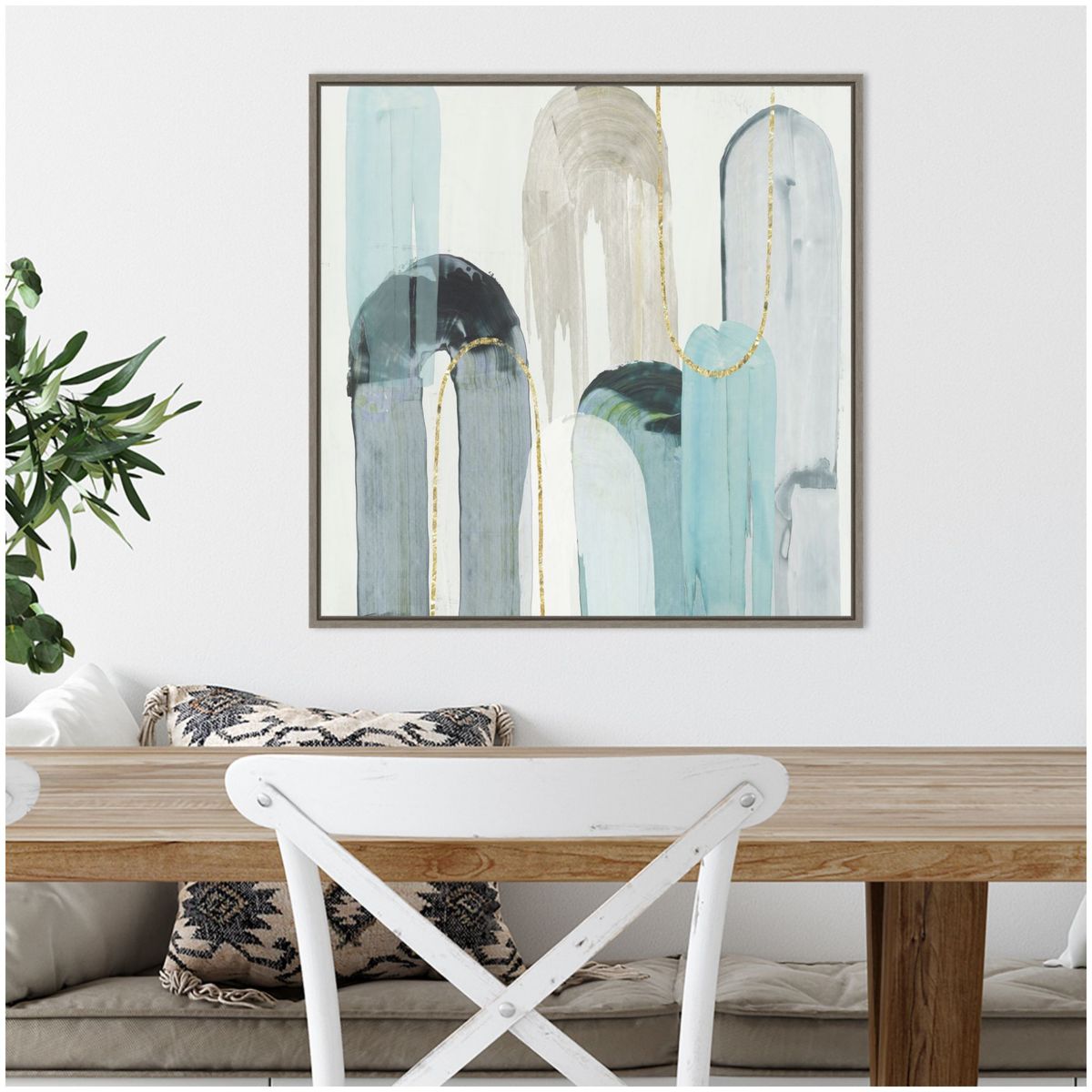 Blue Arches I Framed Canvas Wall Art Print