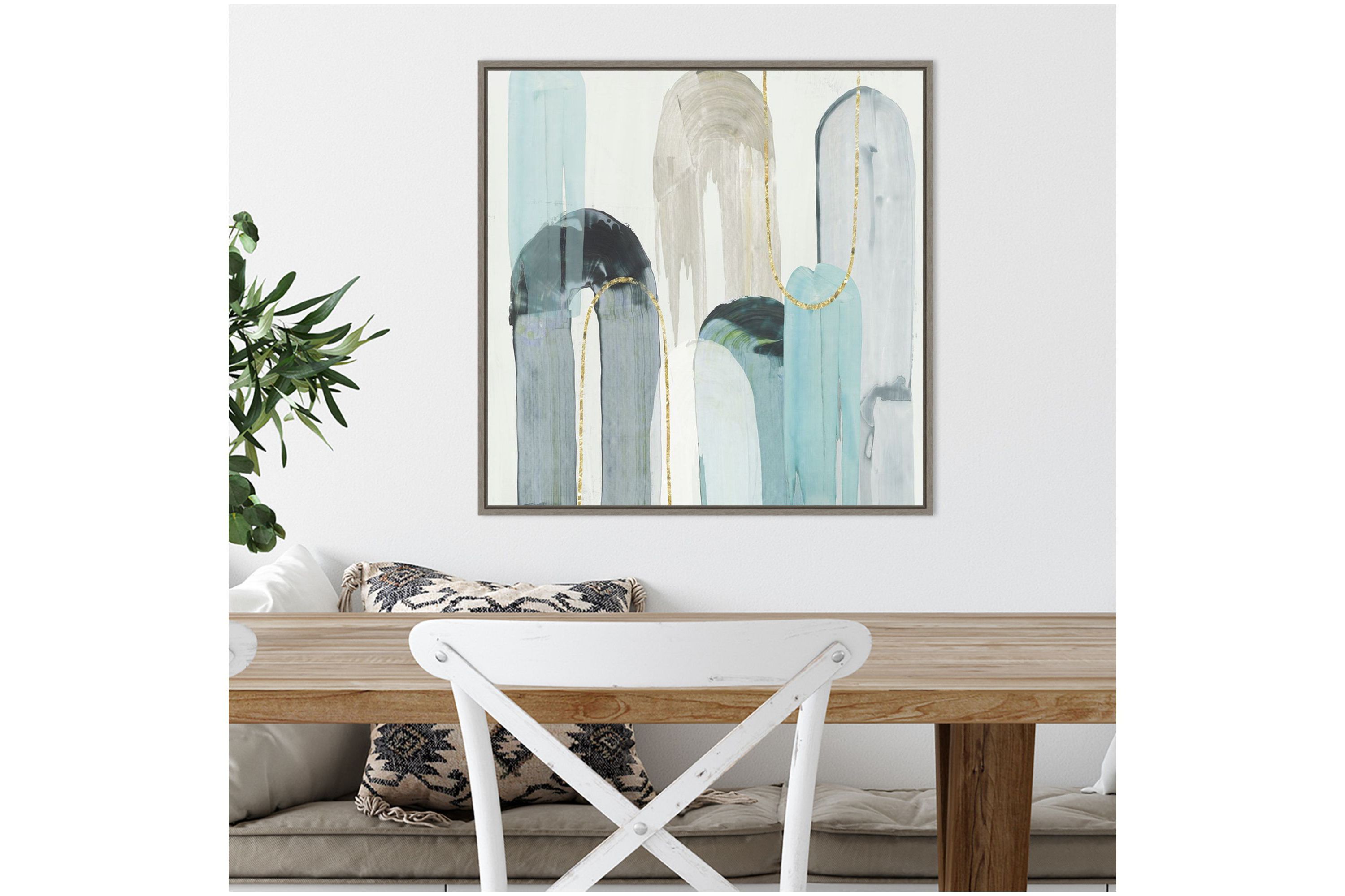 Blue Arches I Framed Canvas Wall Art Print