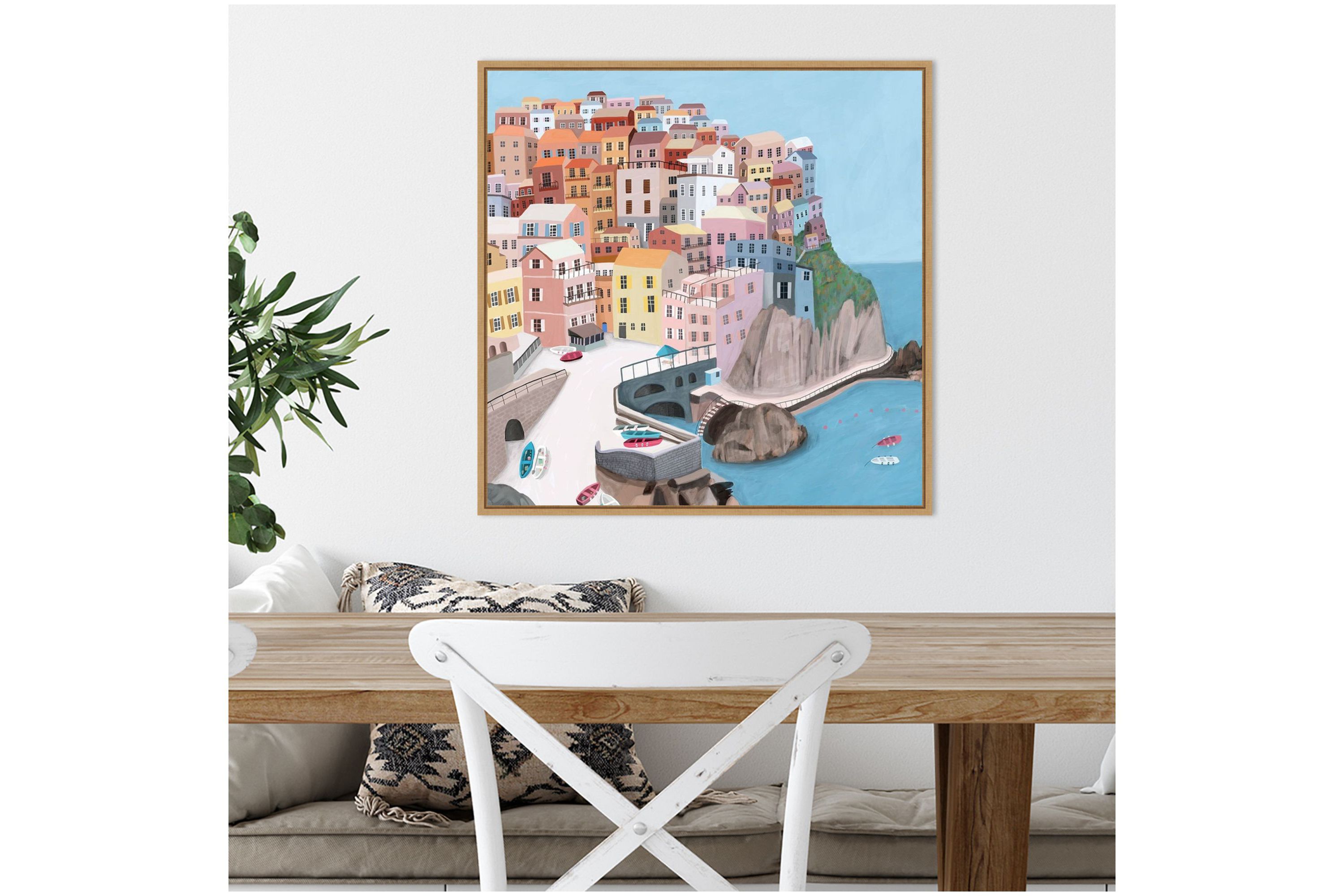 Manarola Italy Framed Canvas Wall Art Print