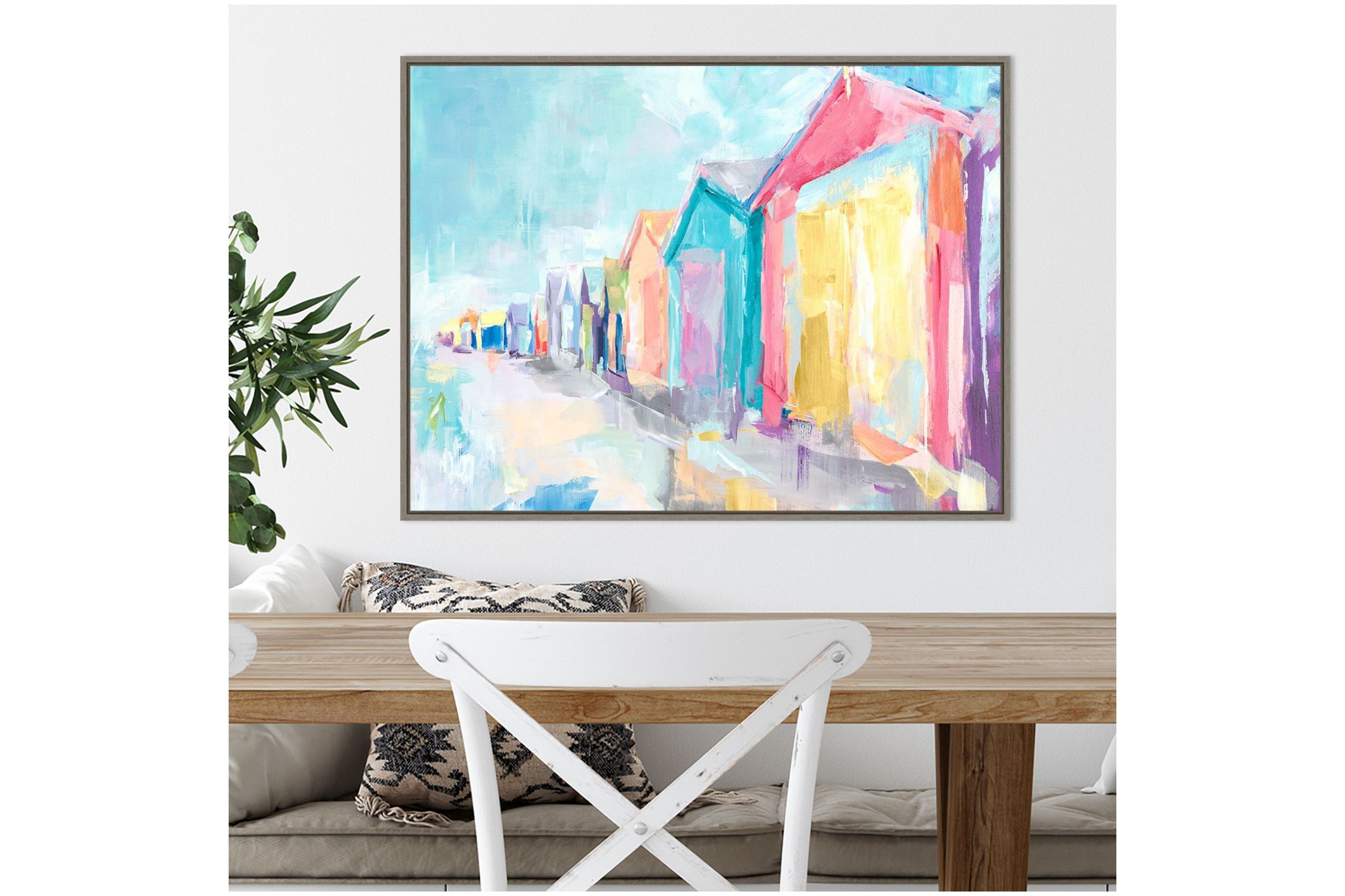 Brighton Beach Framed Canvas Wall Art Print