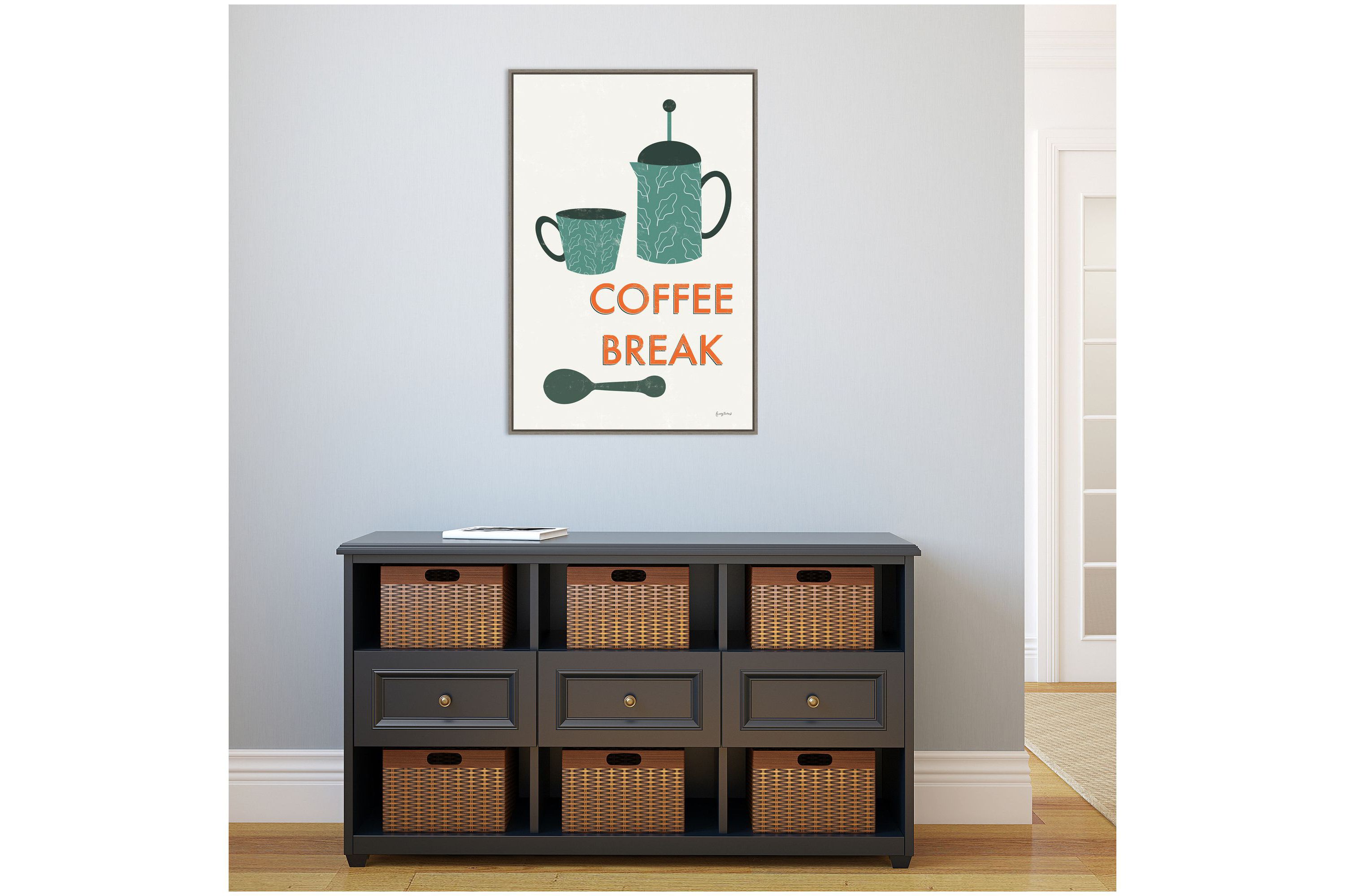 Retro Kitchen Coffee II Framed Canvas Wall Art Print