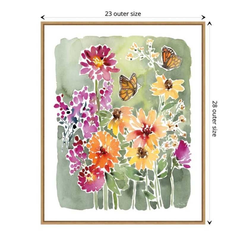 Monarchs and Blooms Framed Canvas Wall Art Print