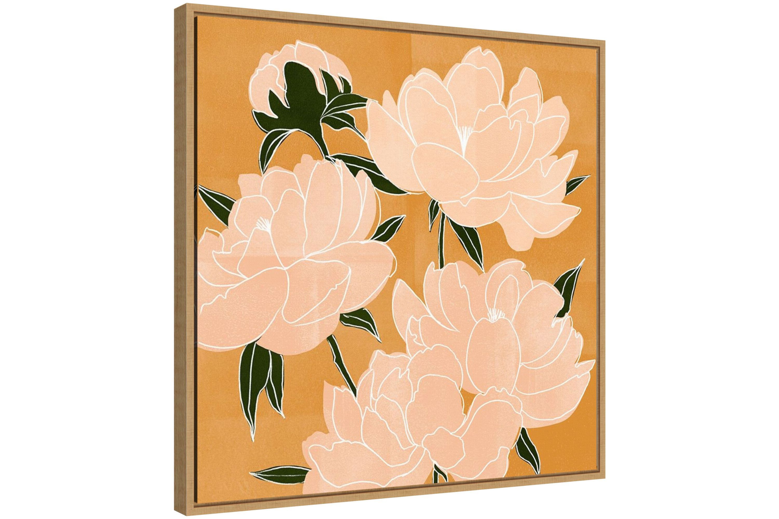 Modern Peonies I Framed Canvas Wall Art Print